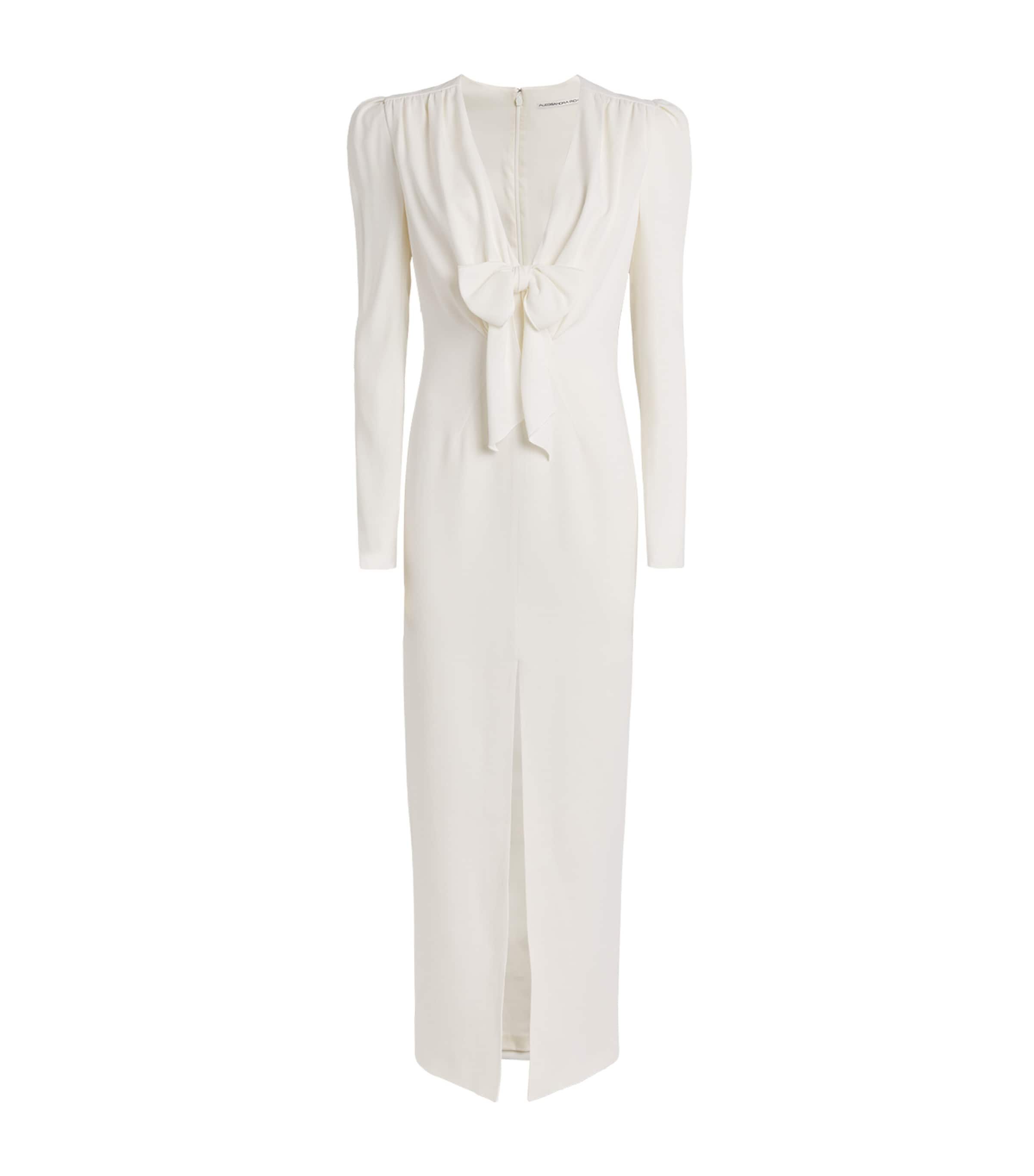 Alessandra Rich Cady Bow-Detail Midi Dress White