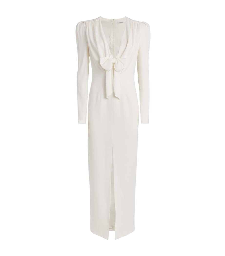 Alessandra Rich Womens Cady Bow-Detail Midi Dress White Image 1