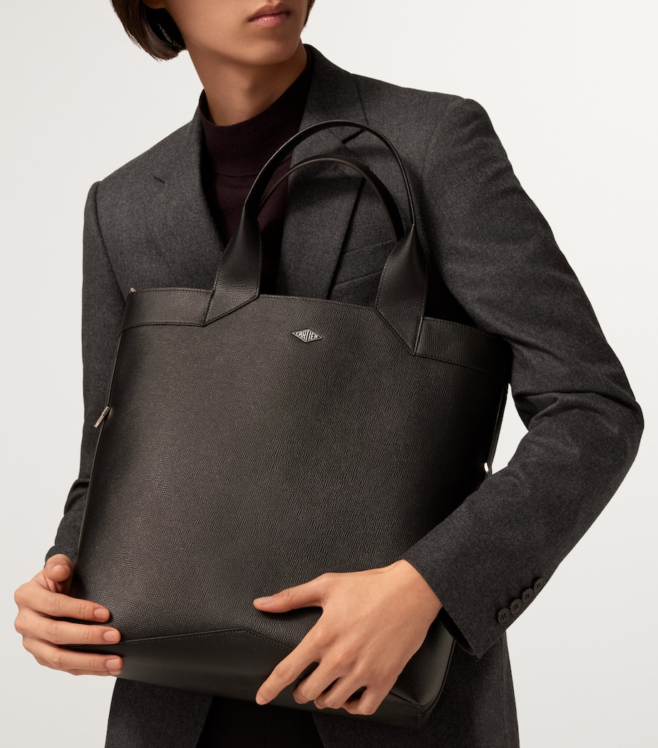 Small Leather Losange Tote Bag BLACK Image 2
