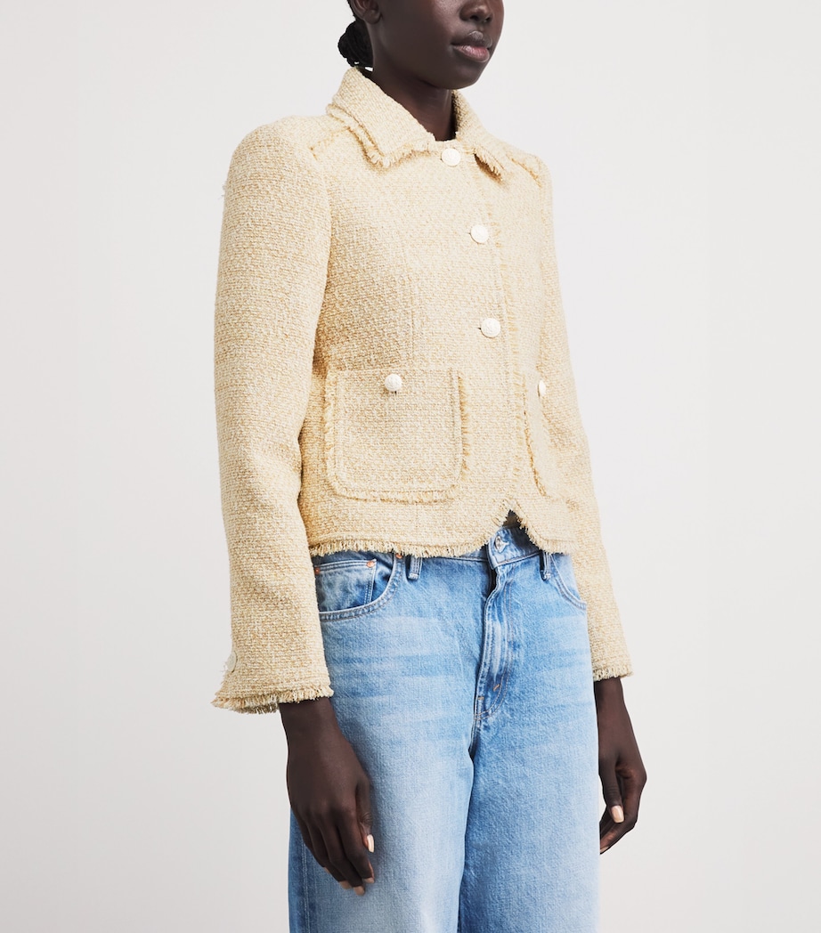 ME+EM Womens Fringed Short Jacket Cream Multi Image 4