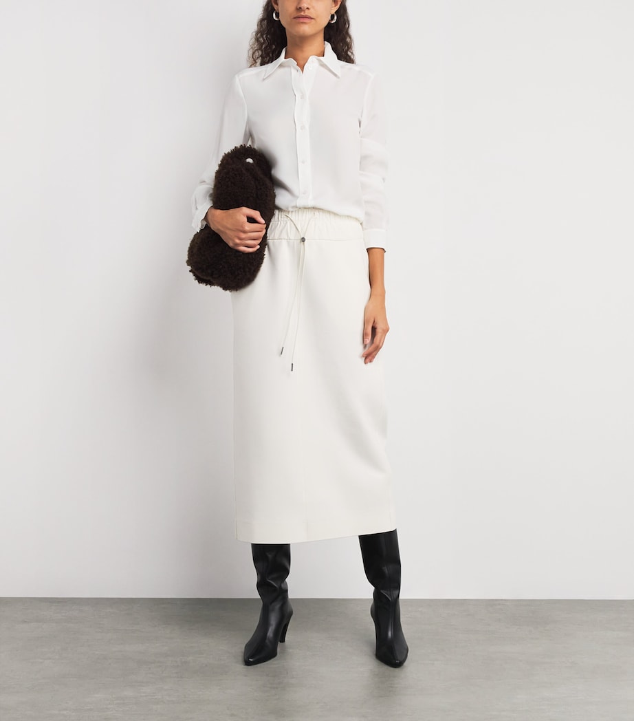 Crepe de Chine Scarf-Neck Shirt WHITE Image 2