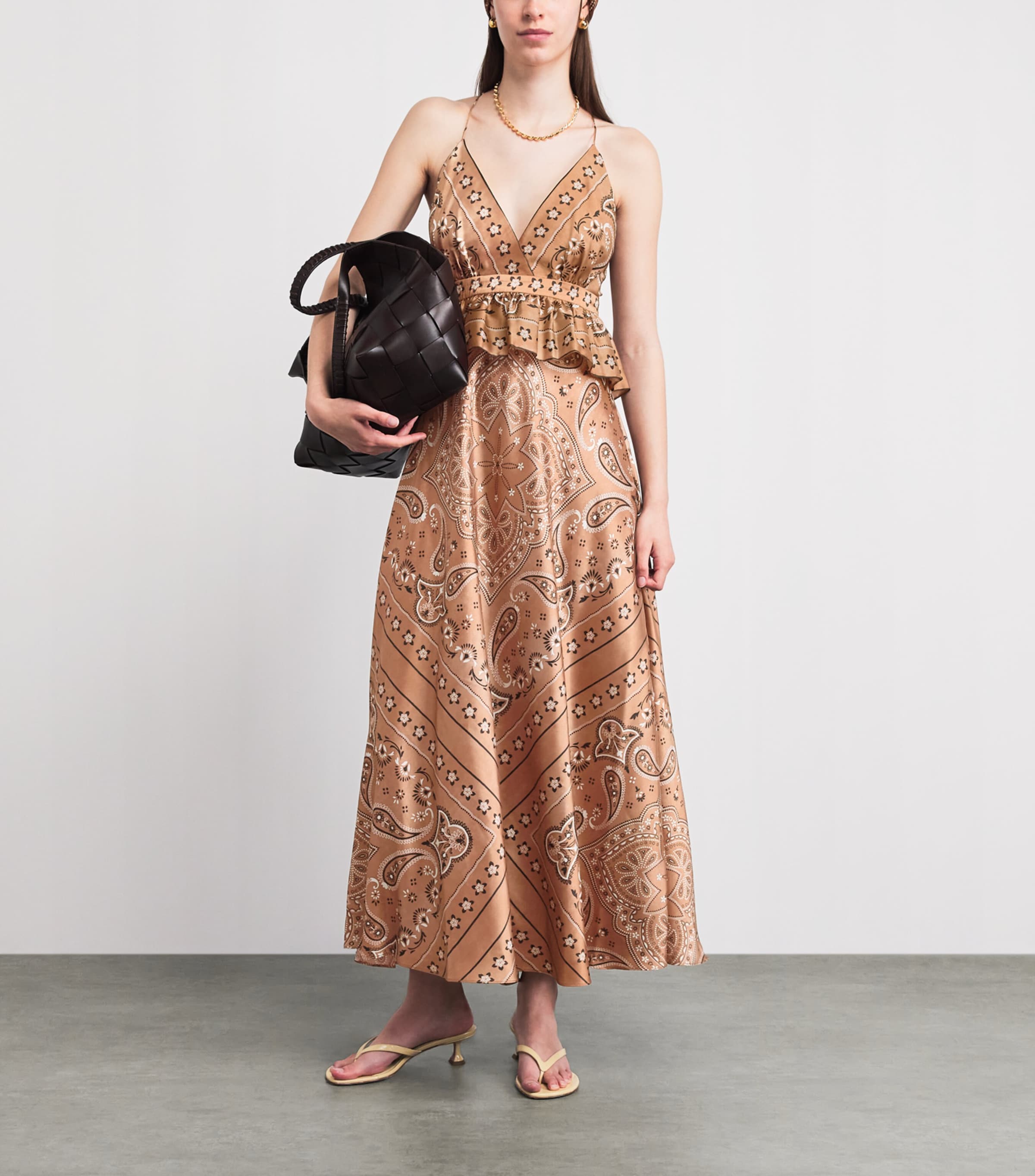 Sandro Paris Womens Bandana Print Maxi Dress Brown / Black Image 2