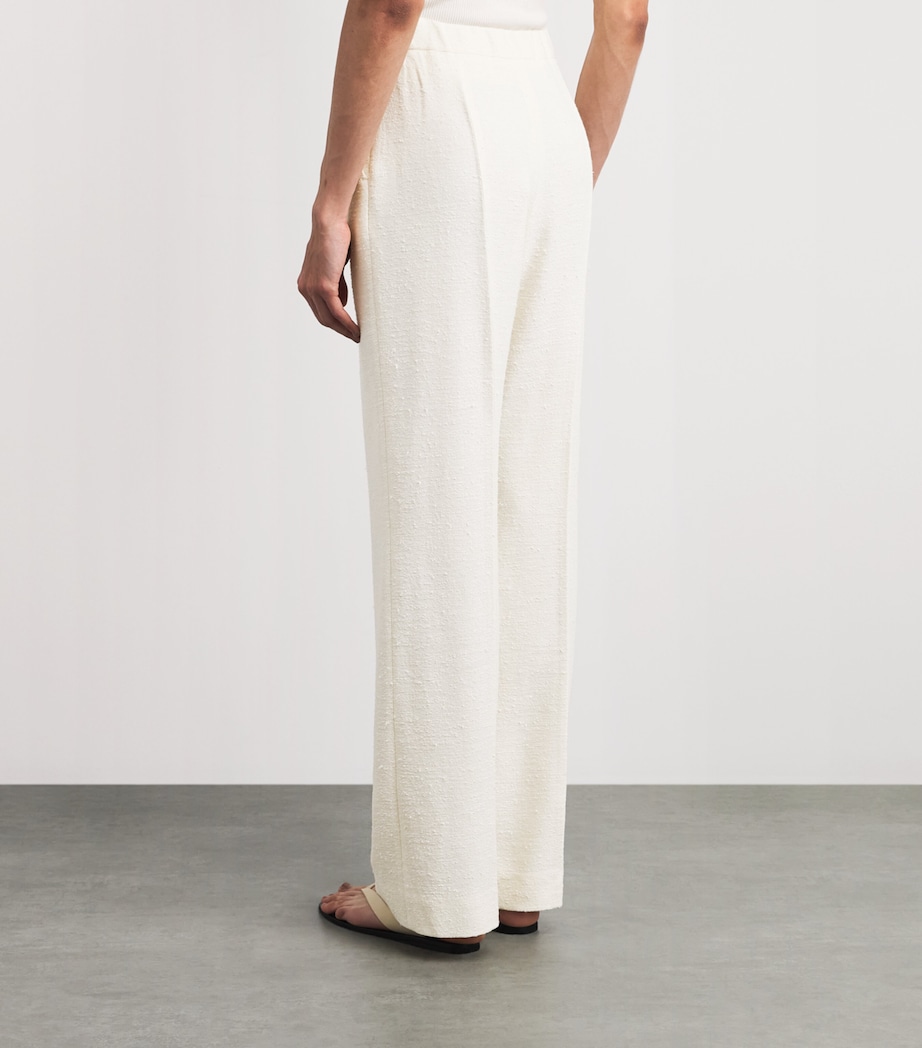 NOMADISSEM Womens Wool-Sik-Linen-Blend Tan Trousers Cream Image 5