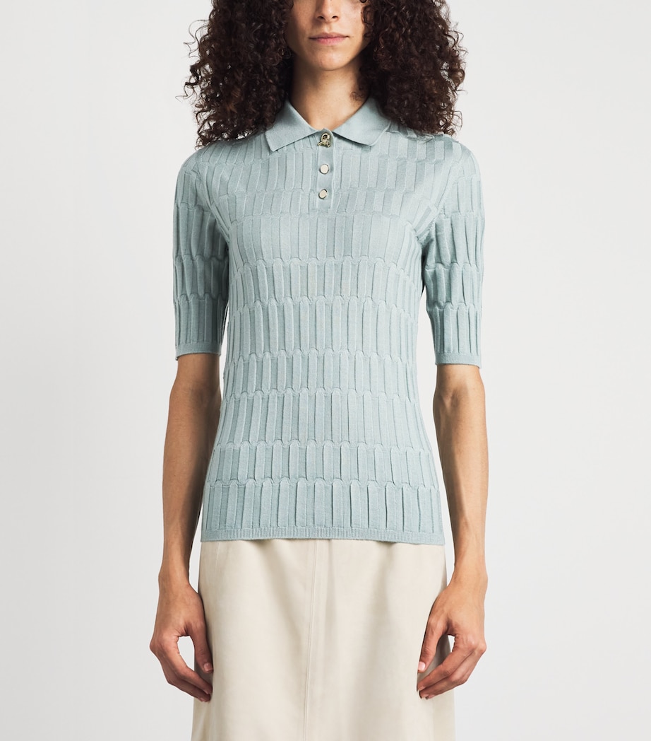 Fabiana Filippi Womens Cashmere-Silk Ribbed Polo Shirt Verde Image 4