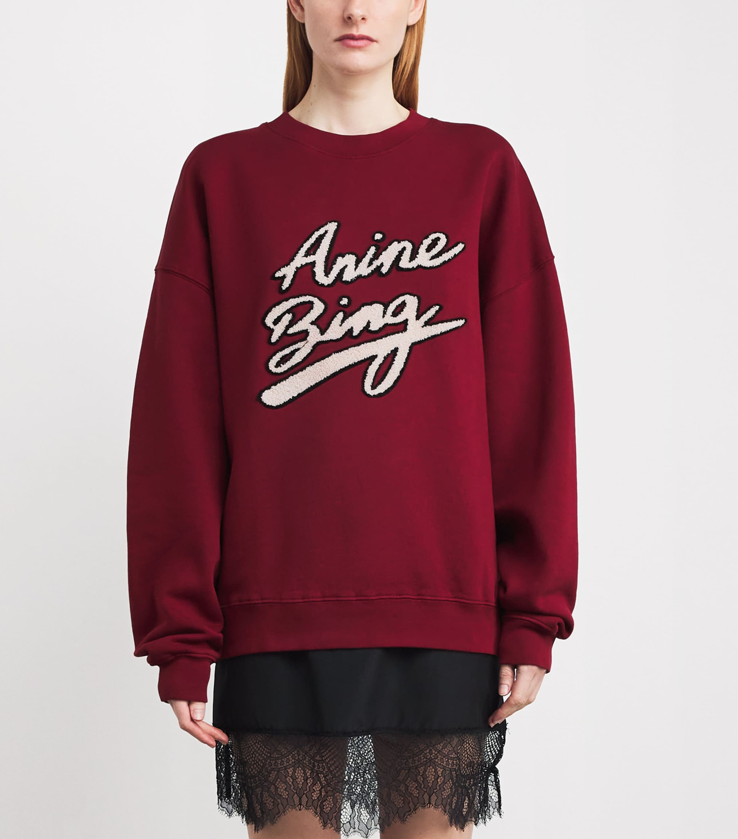 Chenille-Logo Miles Sweatshirt BURGUNDY Image 3