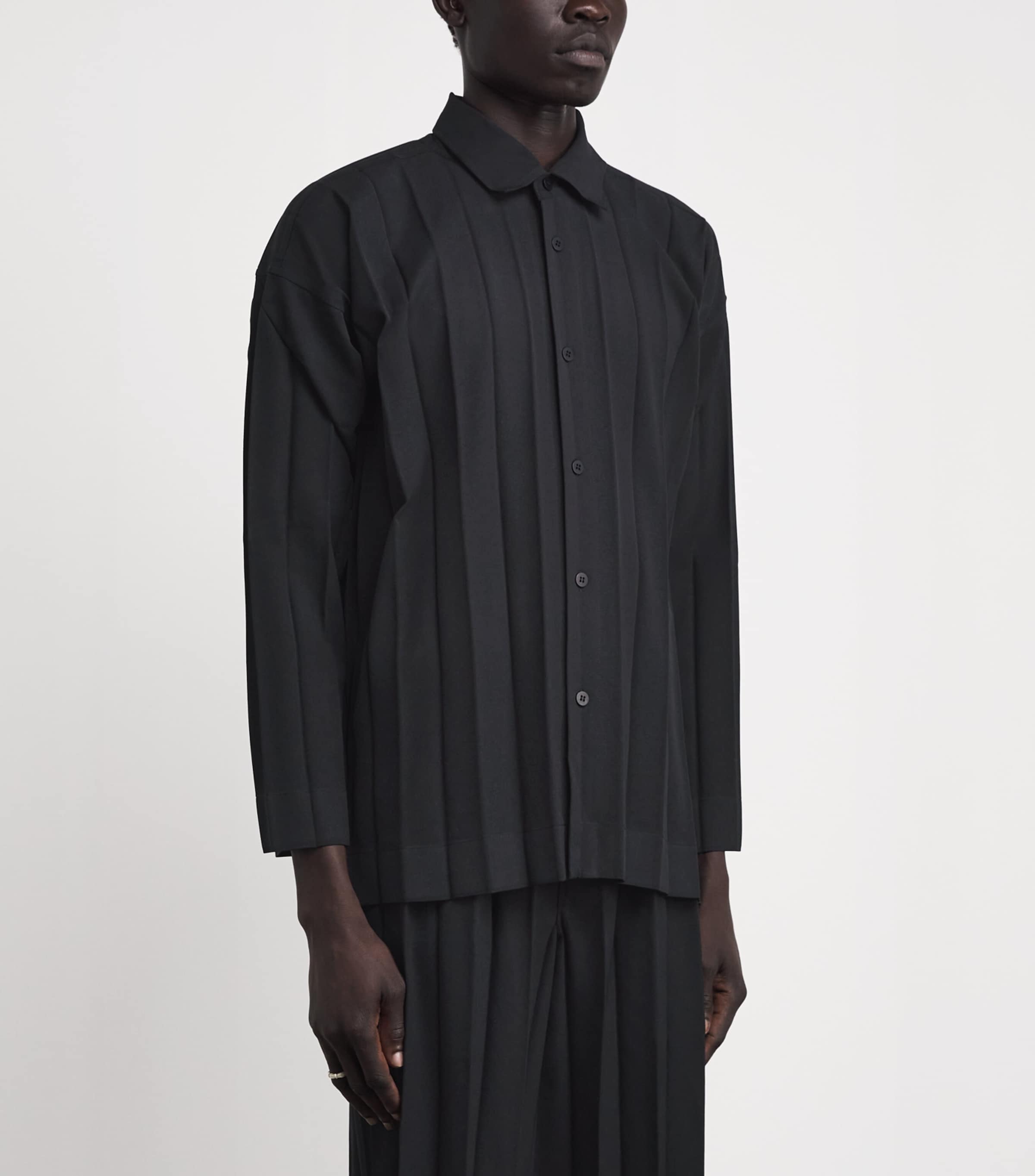 Homme Plissé Issey Miyake Mens Edge Pleat Shirt Black Image 4