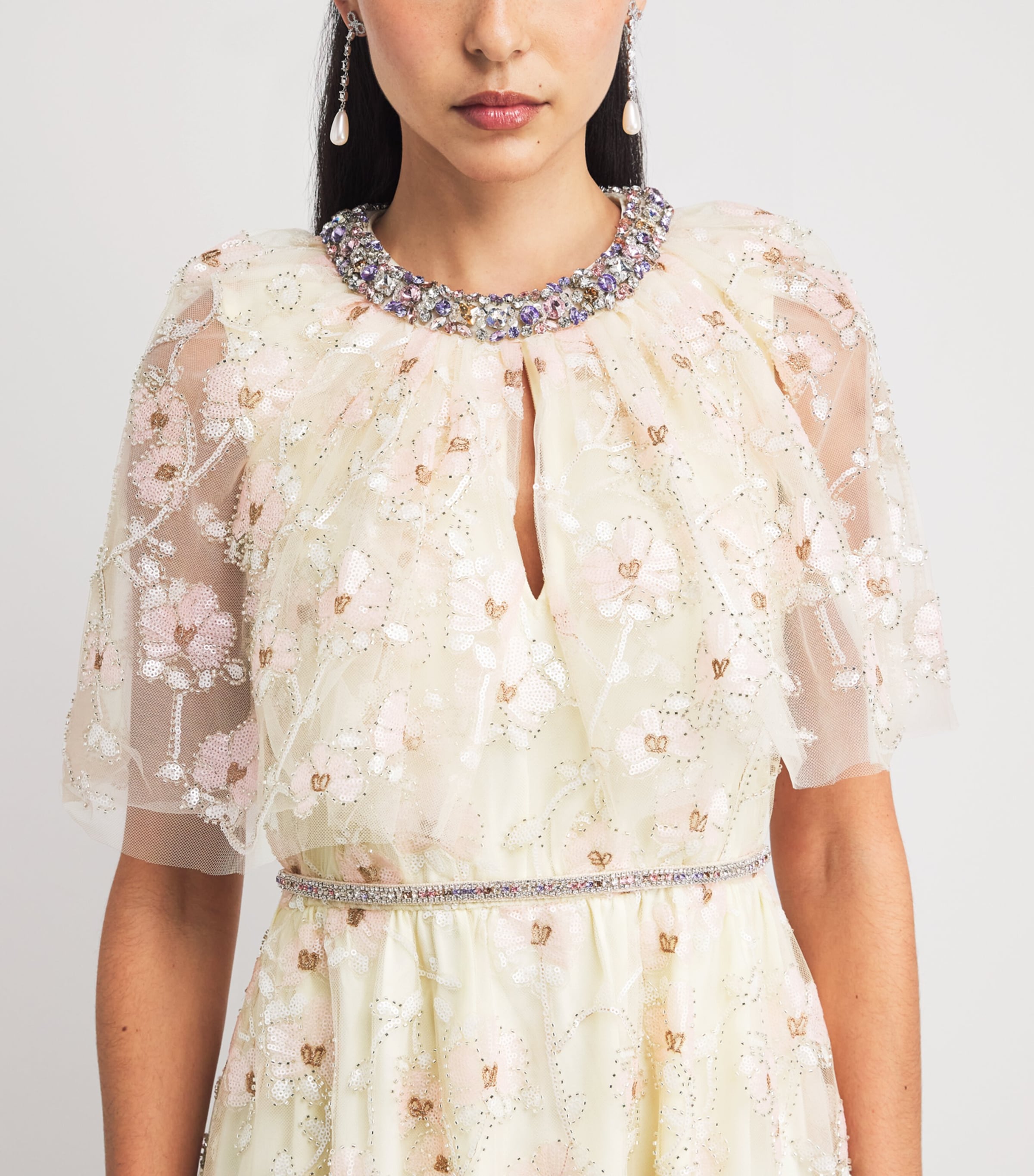 Embellished Floral Maxi Dress CHAMPAGNE Image 4