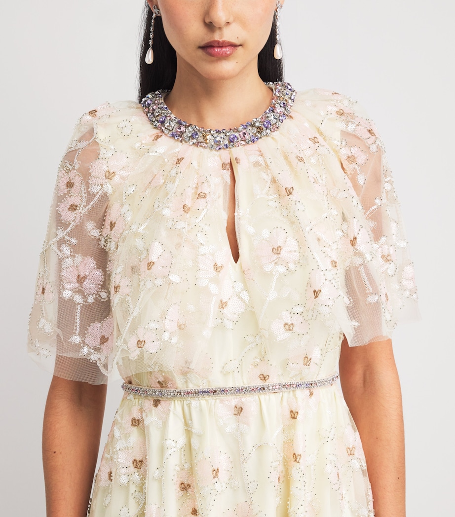 Embellished Floral Maxi Dress CHAMPAGNE Image 4