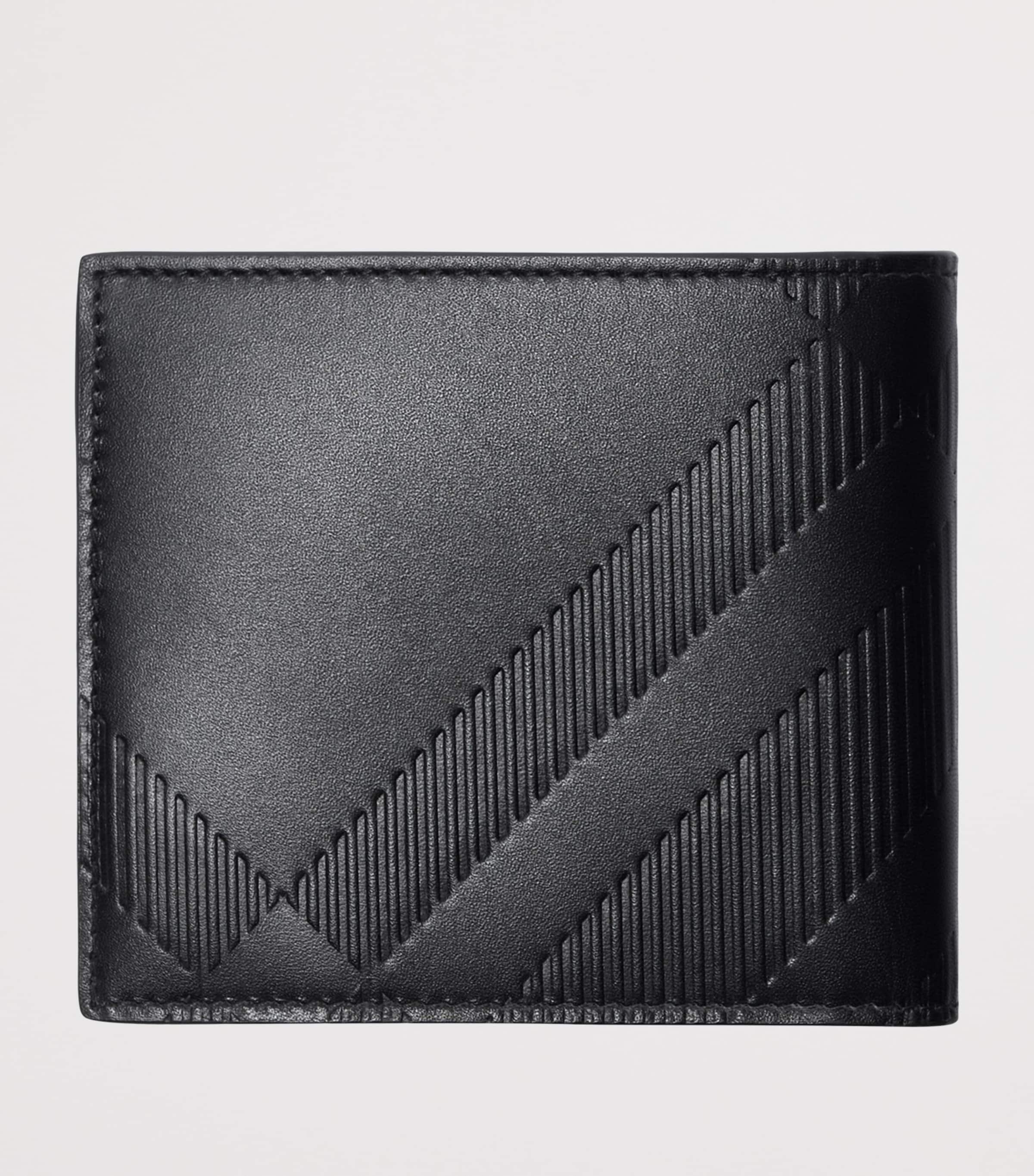 Leather Embossed Check Bifold Wallet BLACK Image 2
