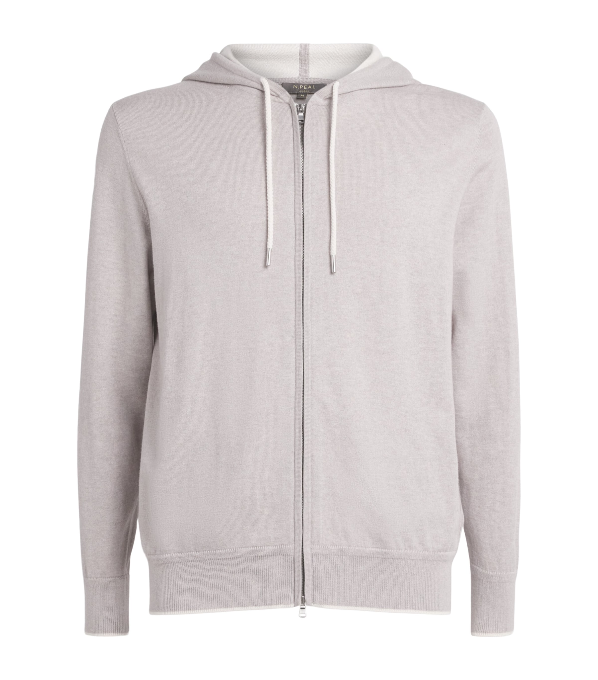 Cotton-Silk-Cashmere Zip-Up Hoodie FUMO GREY NEW IVORY Image 1