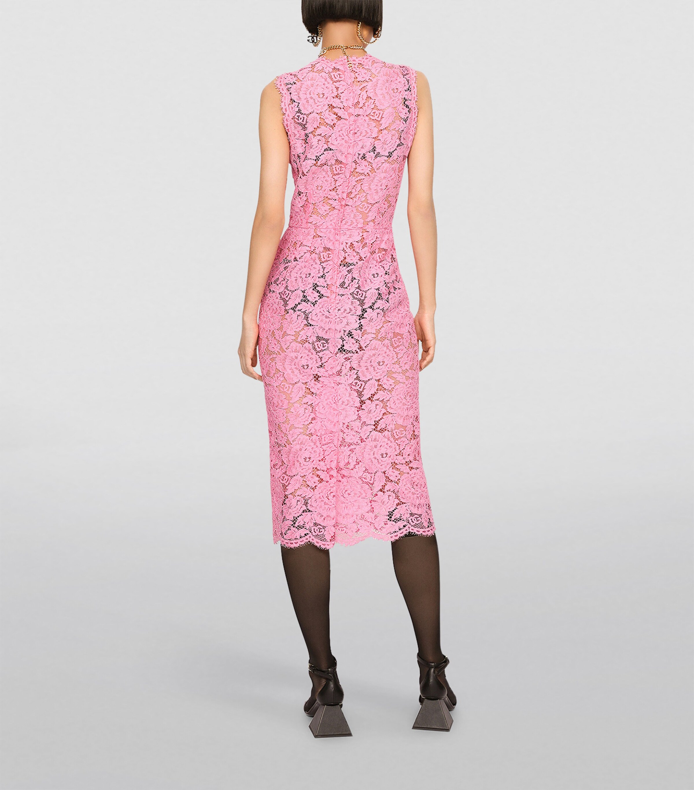 Dolce&Gabbana Womens Lace Midi Dress Pink Image 4