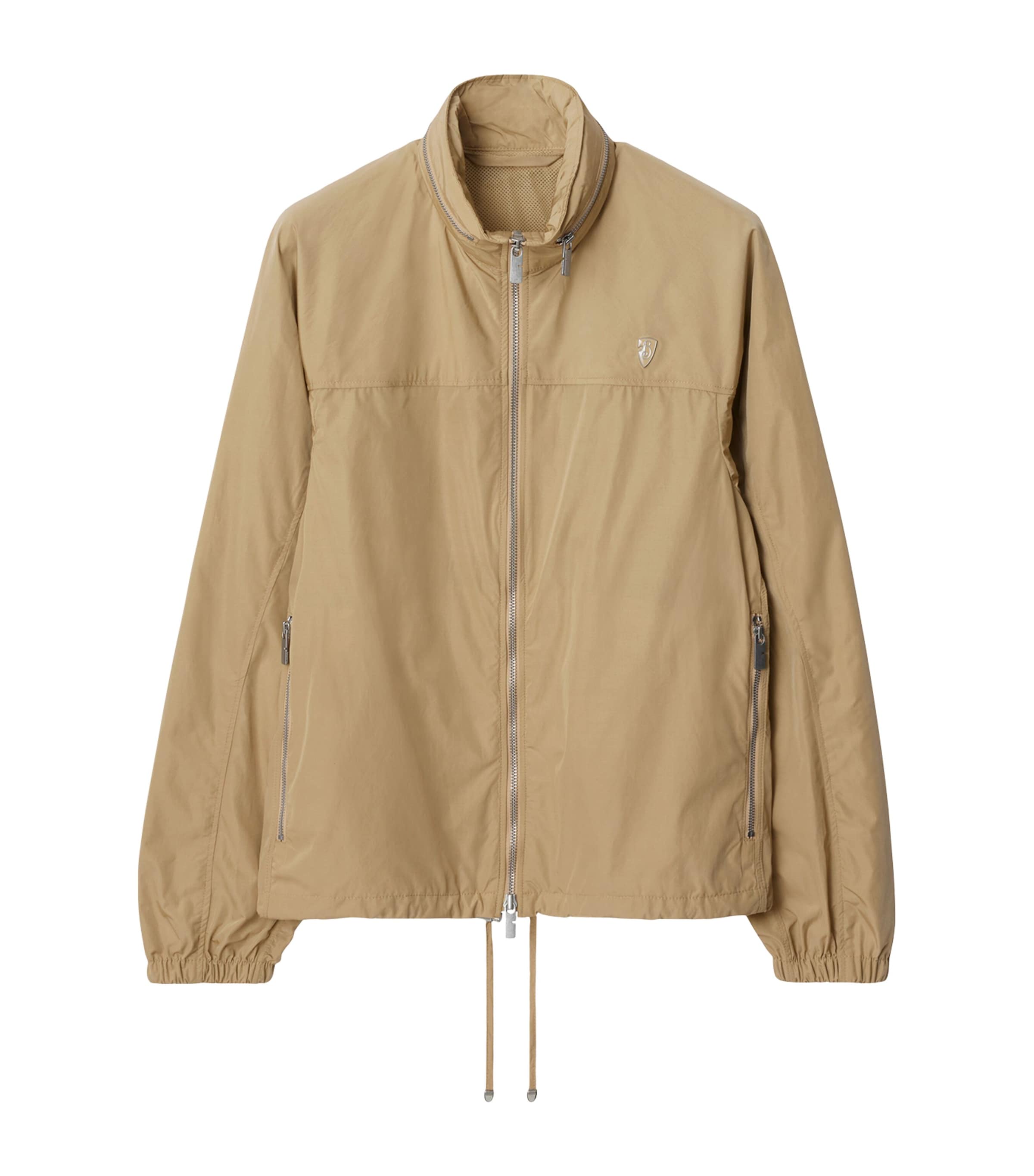 Burberry B Shield-plaque Windbreaker Jacket In Sand