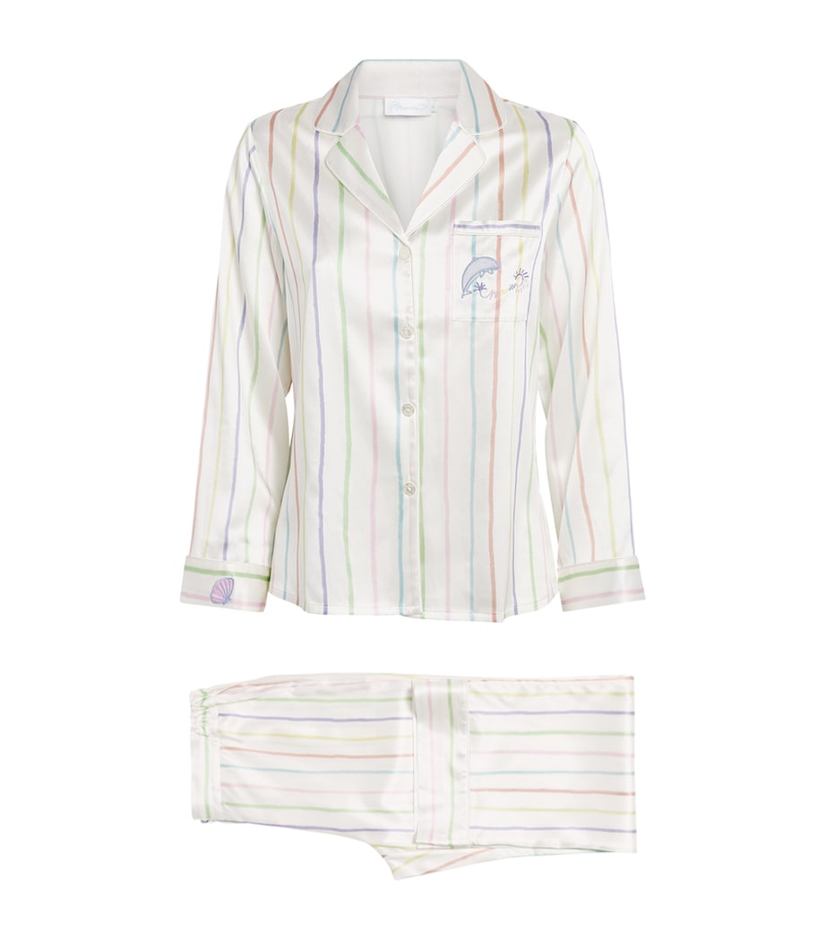 Silk-Blend Ocean Stripe Pyjama Set OCEAN STRIPE Image 1
