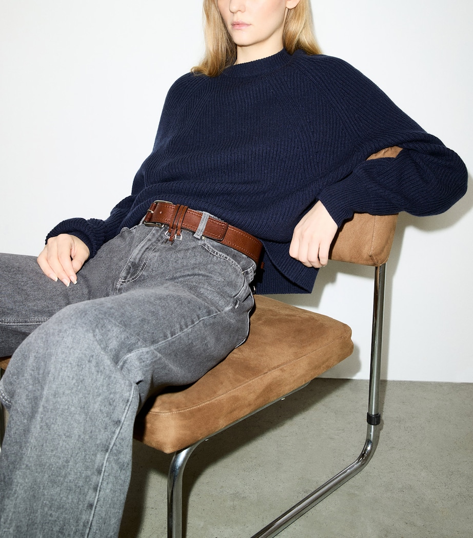 MAX&Co. Womens Wool-Cashmere Sweater Navy Image 3
