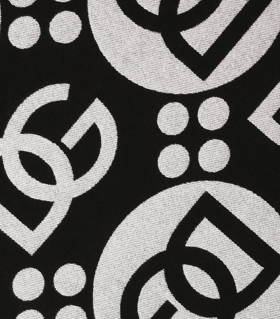 Wool Logo Jacquard Throw (140cm x 180cm) U0010-NERO/BIANCO Image 3