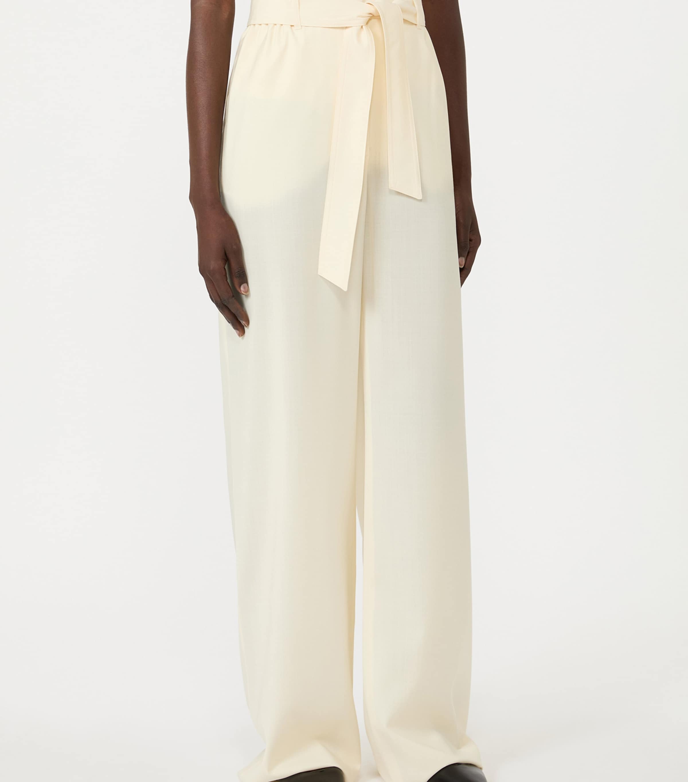 Max Mara Womens Virgin Wool Wide-Leg Trousers Ivory Image 3