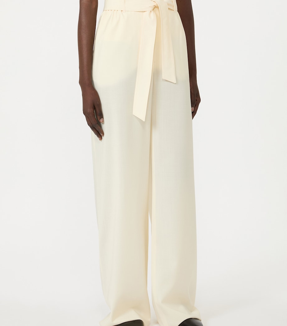 Max Mara Womens Virgin Wool Wide-Leg Trousers Ivory Image 3