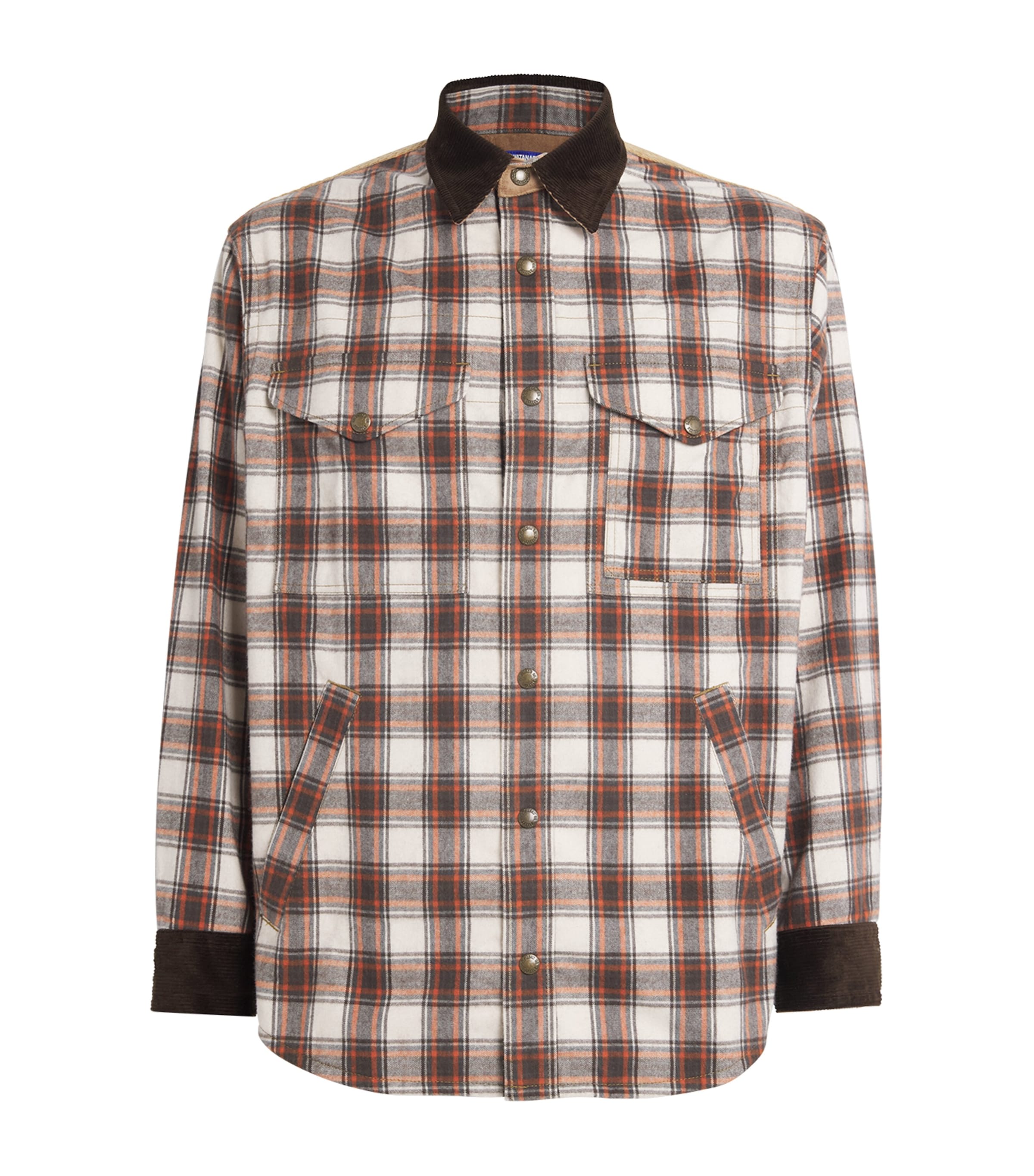 Junya Watanabe X Filson Oilskin-leather Check Jacket In Brown