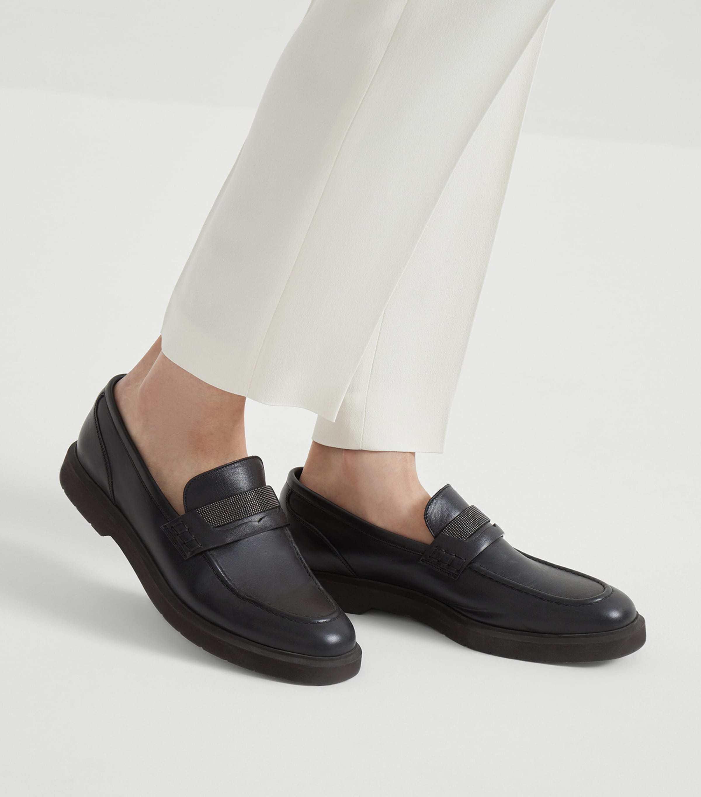 Leather Monili Penny Loafers C101 Image 2