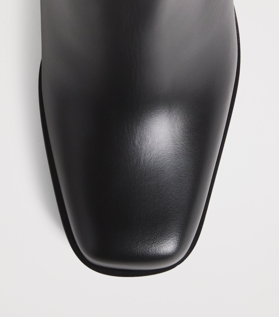 Leather Lace-Up Ankle Boots BLACK Image 5