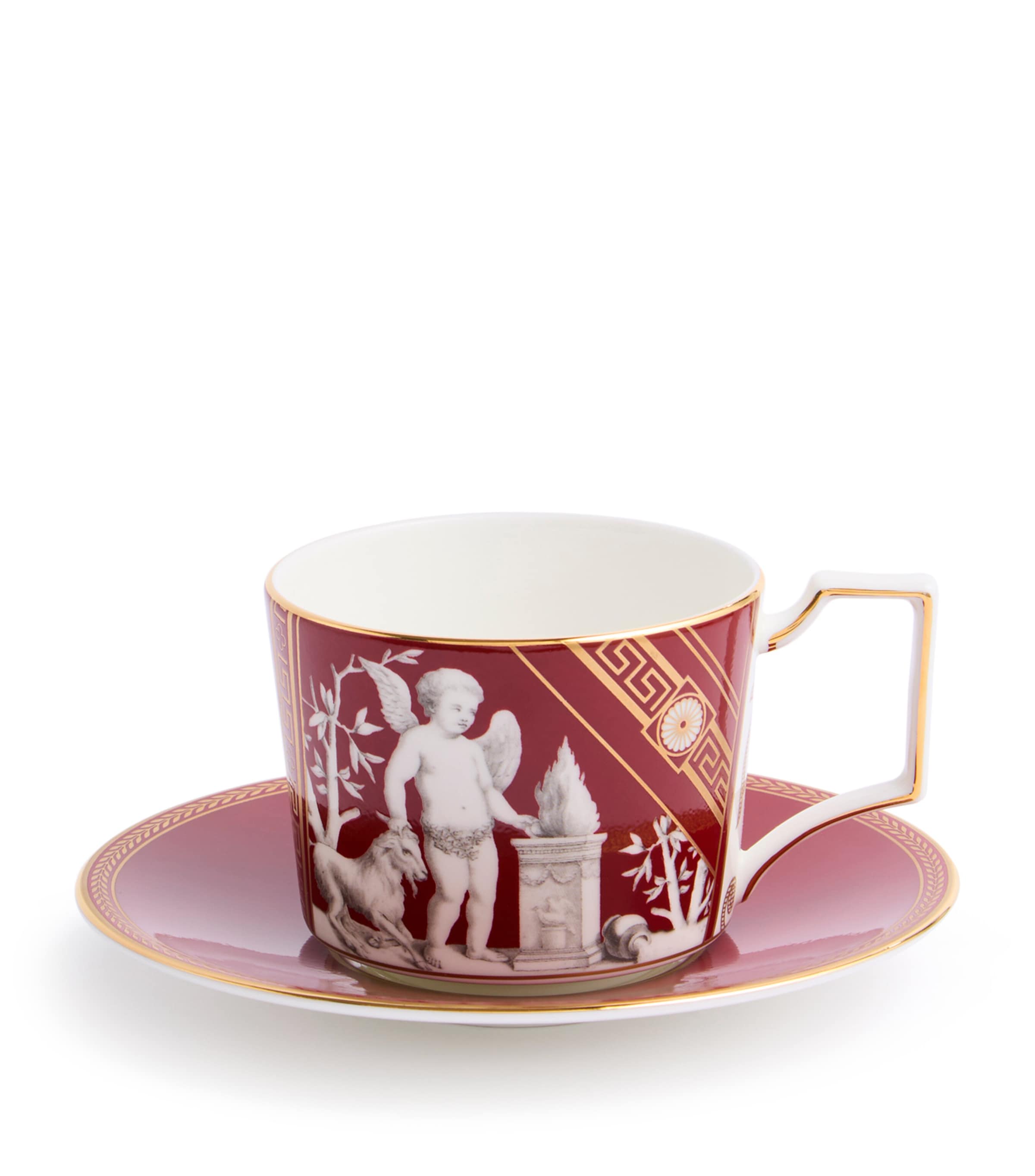 Shop Wedgwood Renaissance Teacup And Saucer In Red