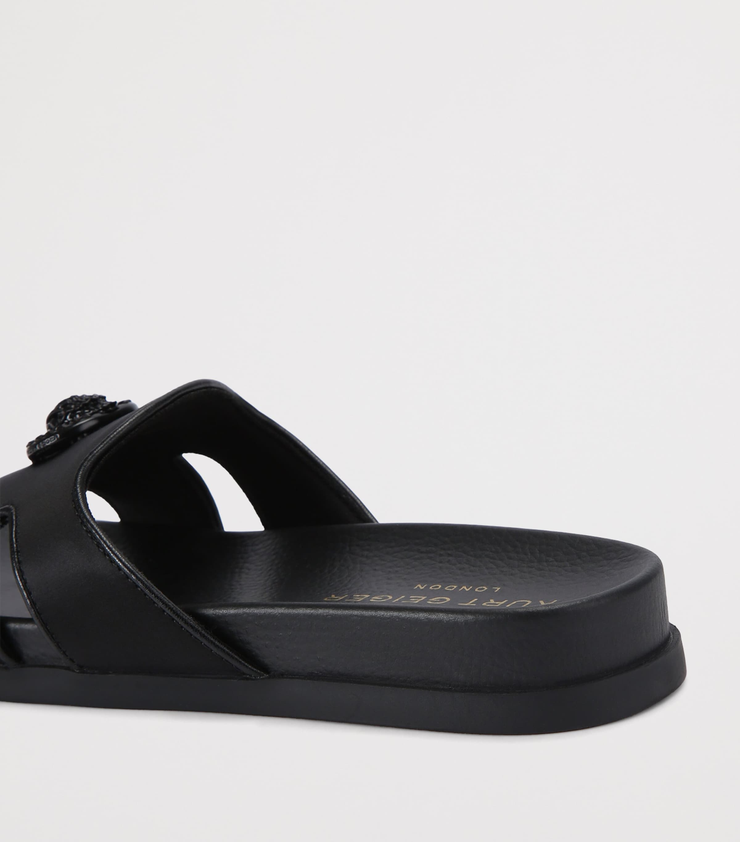 Kurt Geiger London Satin Cut-Out Chelsea Slides Black Image 3