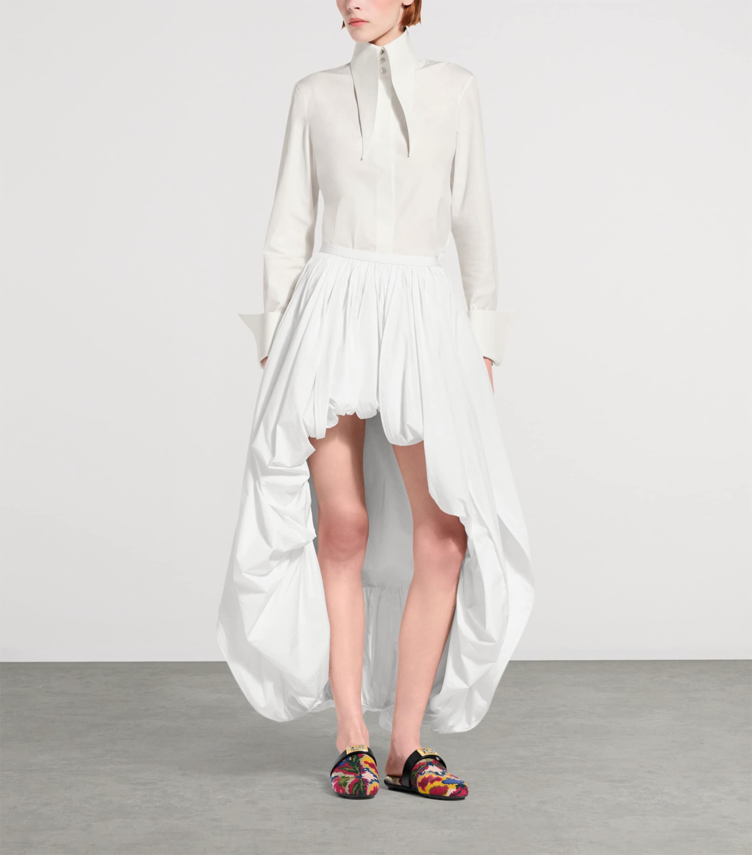 LOUIS VUITTON Womens Asymmetric Balloon Maxi Skirt Optic White Image 2