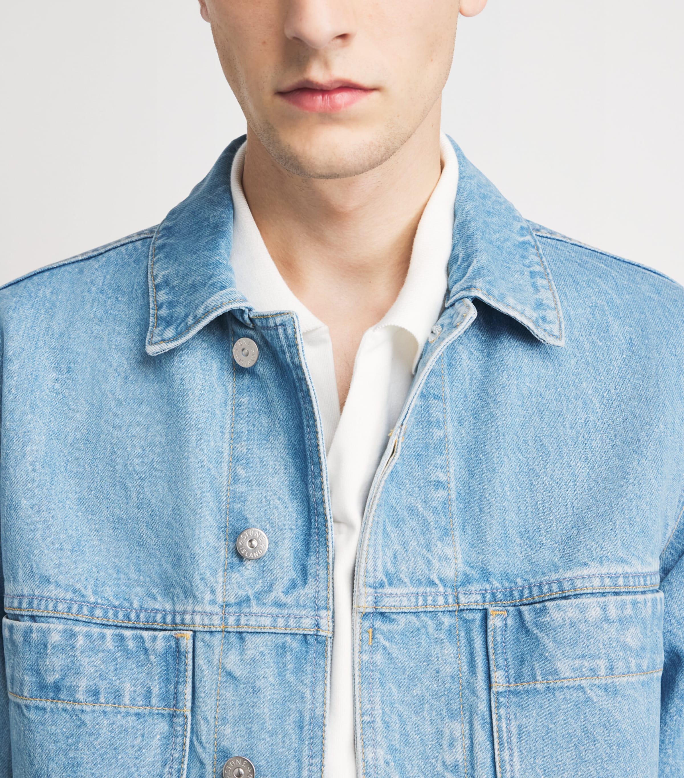 Stone Island Mens Denim Coach Jacket Image 3