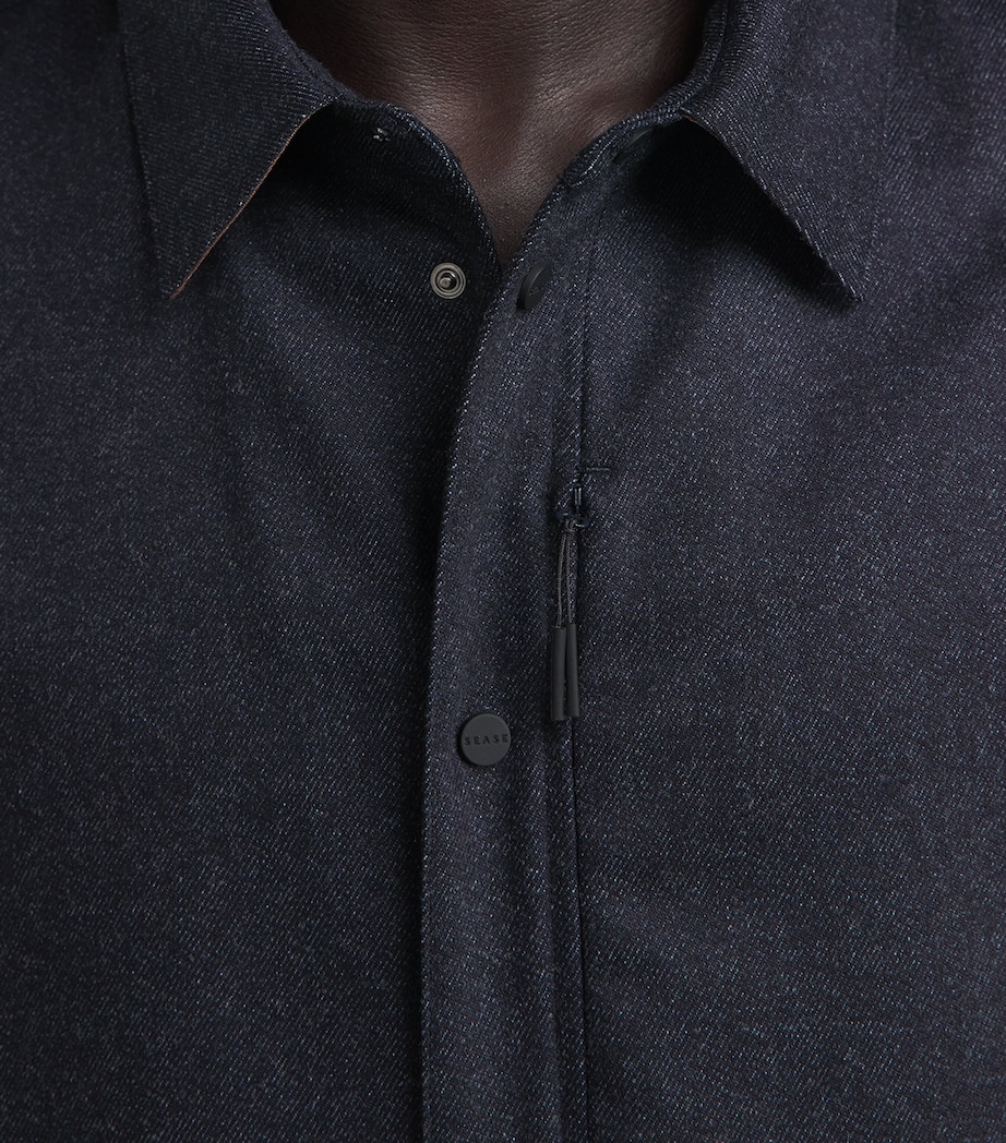 Sease Mens Cotton Padded Gate 2.0 Overshirt Denim Blue Image 3
