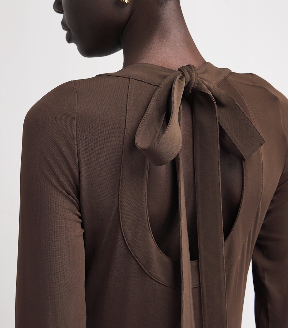 Jersey Tie-Back Maxi Dress DARK BROWN Image 4