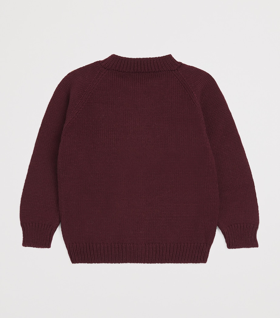 Merino Wool Blackberries Cardigan (3 Months-4 Years) GRAPE Image 2