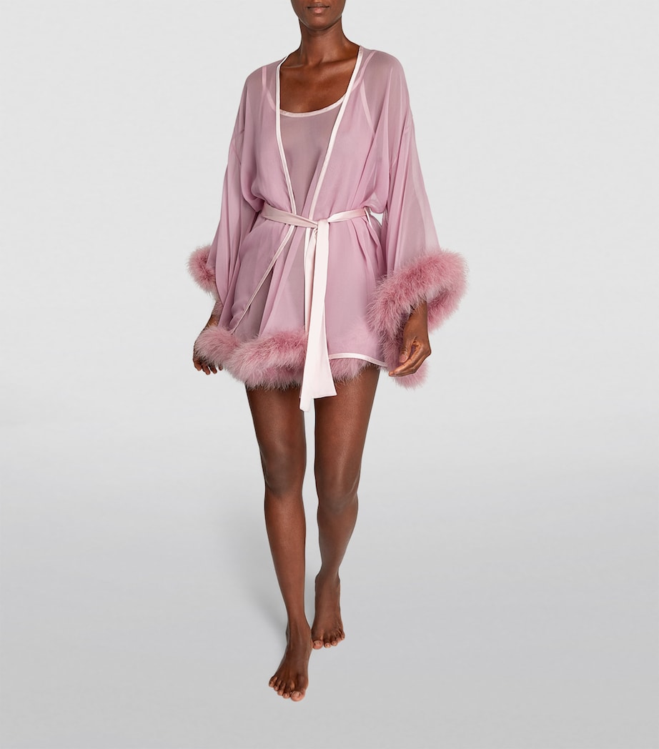 Silk Marabou Feather-Trimmed Diana Robe BOUDOIR ROSE Image 2