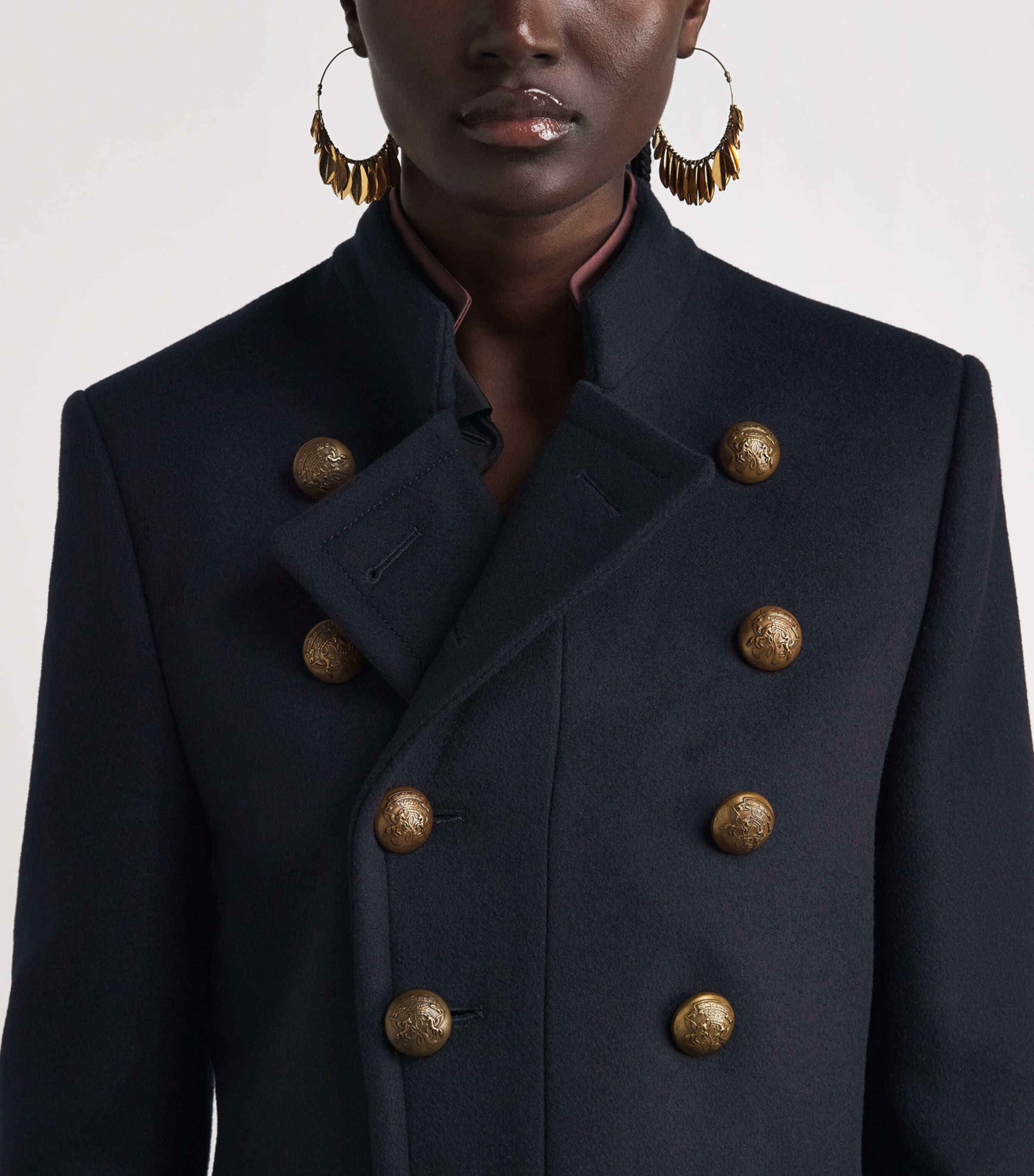 Etro Womens Wool-Blend Pea Coat Dark Blue Image 3