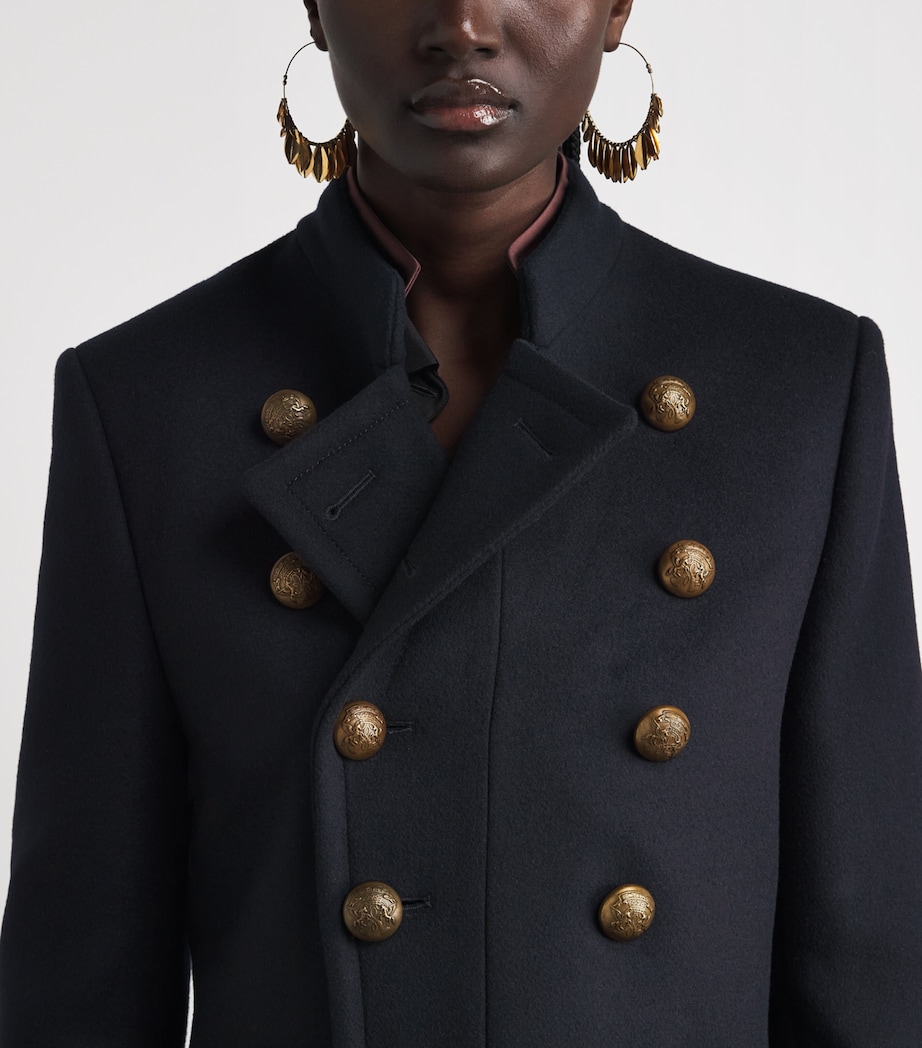 Etro Womens Wool-Blend Pea Coat Dark Blue Image 3