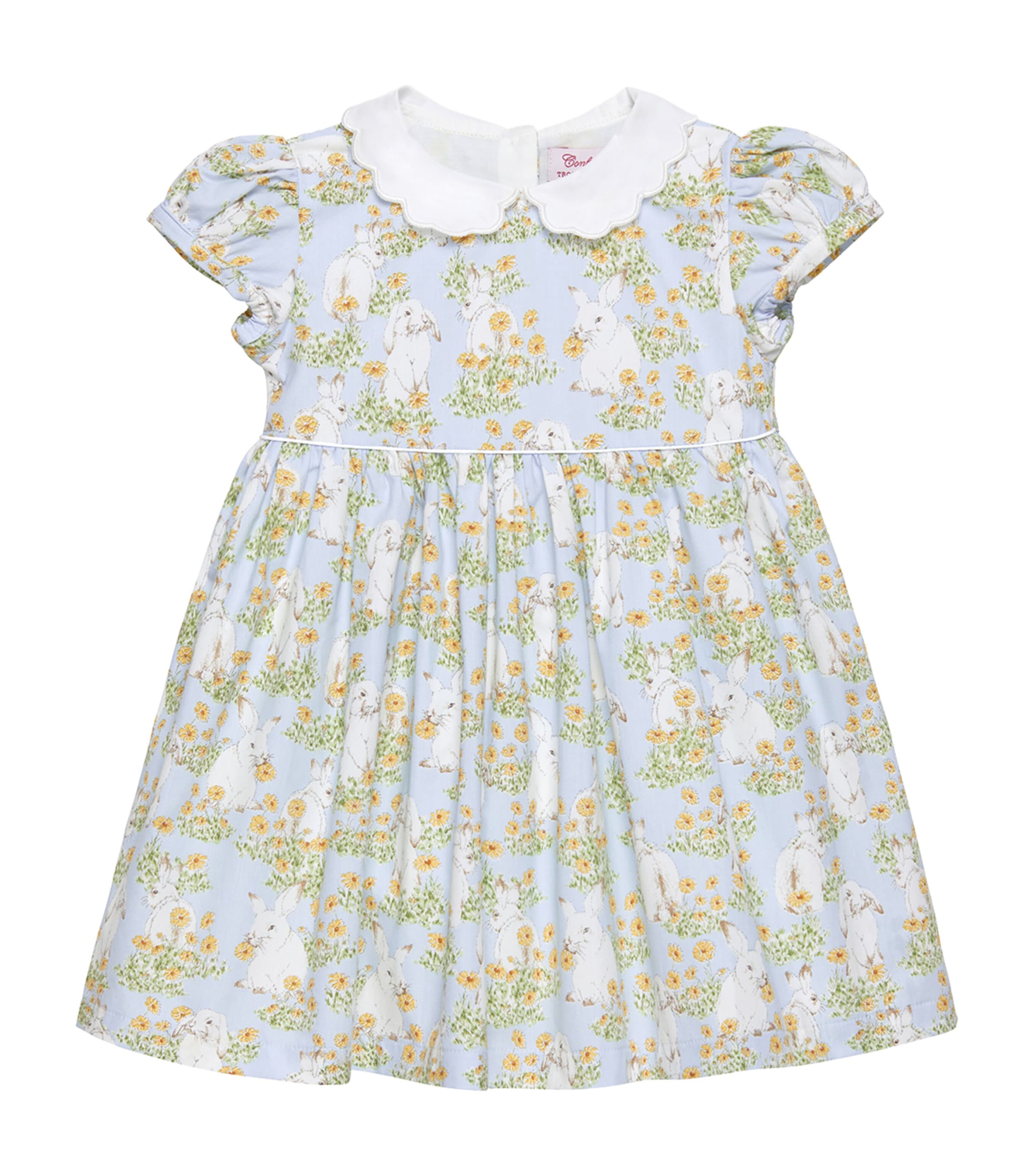 Shop Trotters Cotton Floral Bella Bunny Dress In Blue
