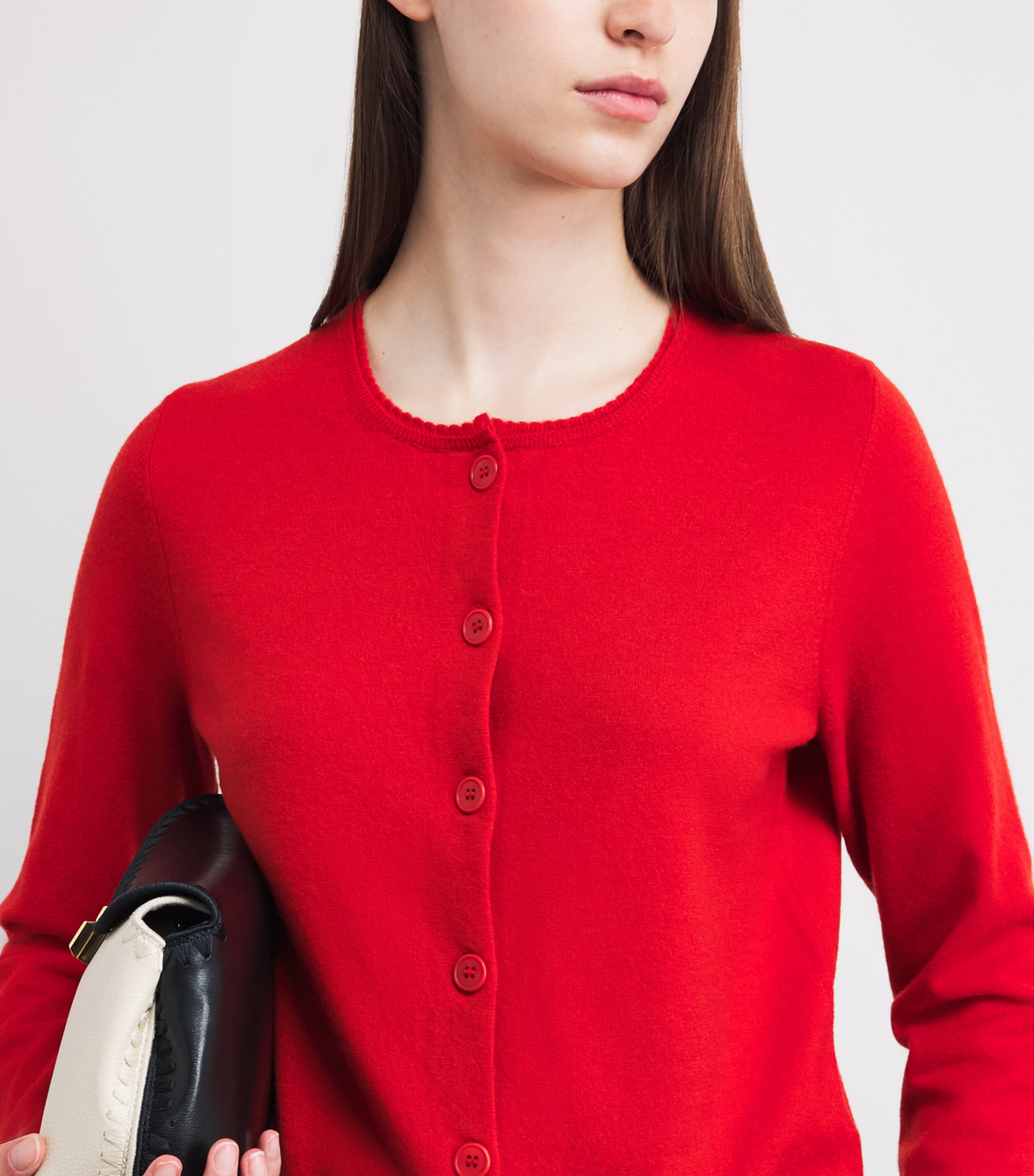 Vince Womens Wool-Cashmere-Blend Cardigan Poppy Image 3