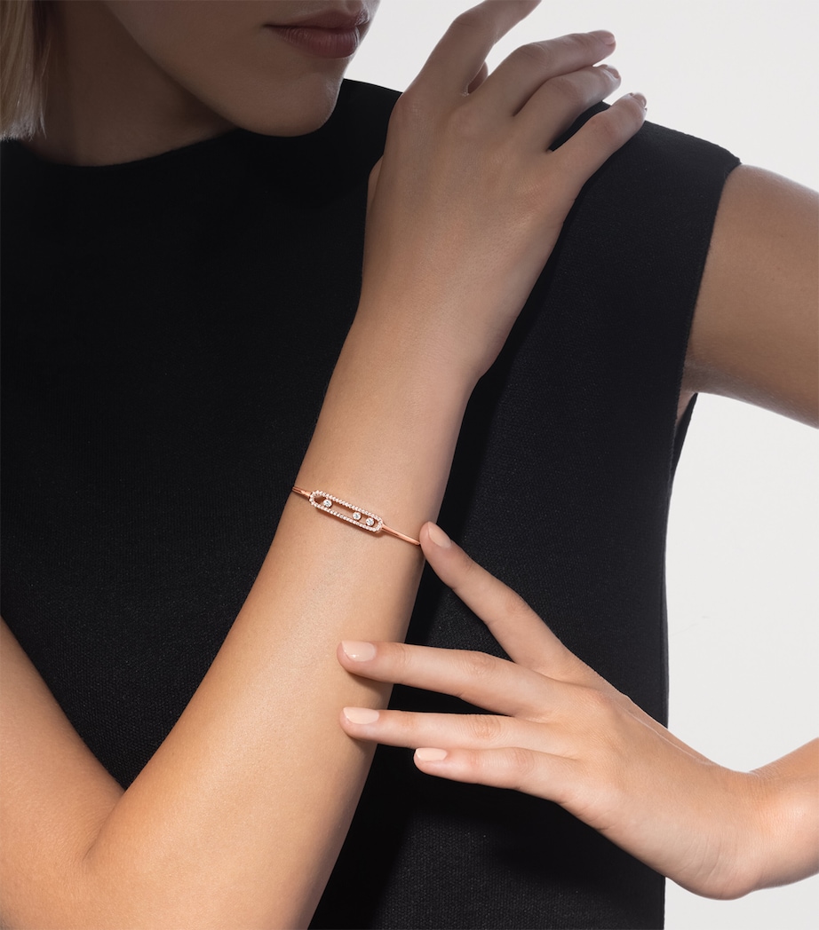Messika Move Classique Pink Gold and Diamond Pavé Thin Bangle (0.56ct) Pink Gold Image 2