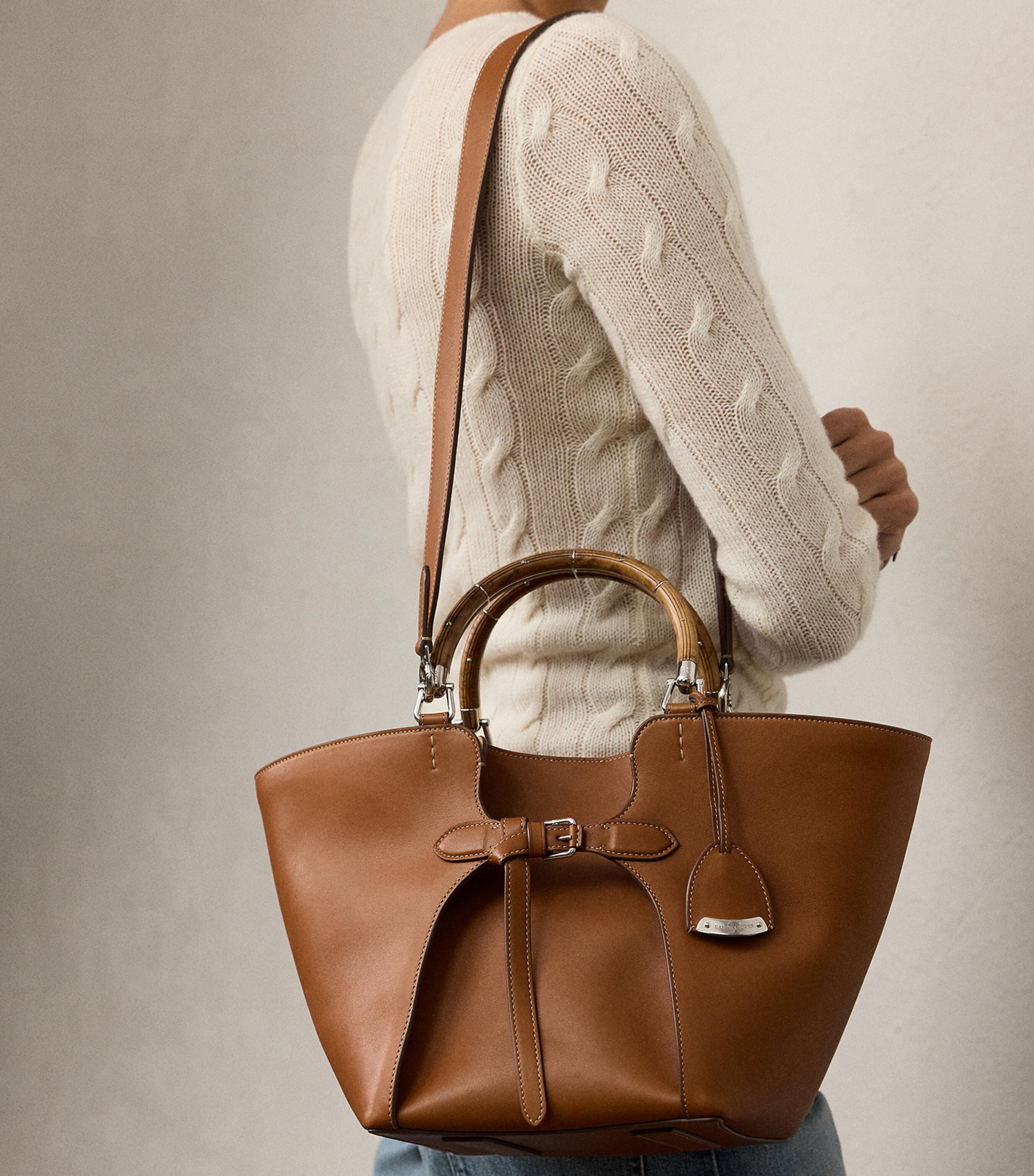 Ralph Lauren Collection Leather Ralph Tote Bag Rl Gold Image 5