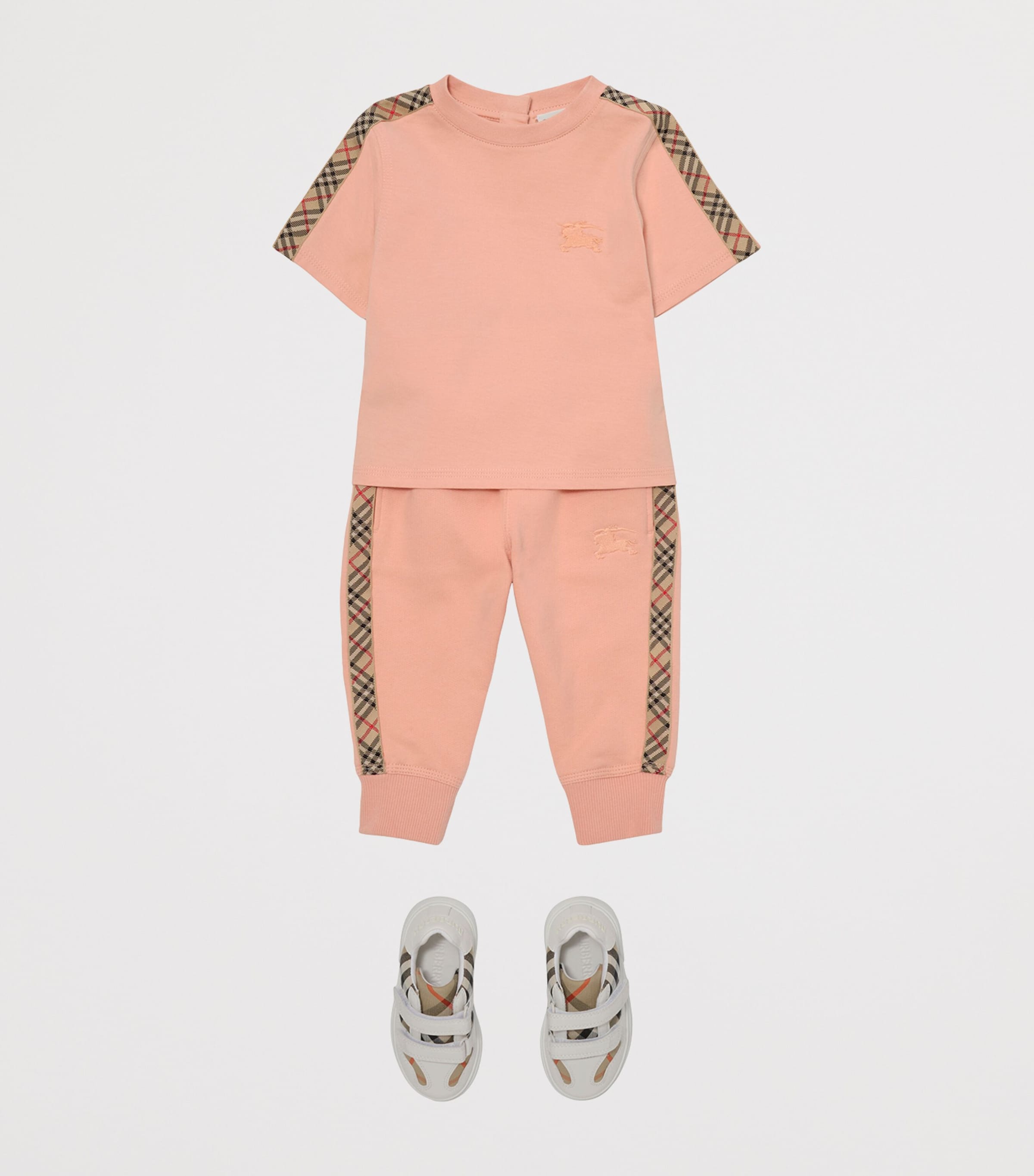 Burberry Kids Cotton Check-Trim T-Shirt (6-24 Months) Slipper Pink Image 3