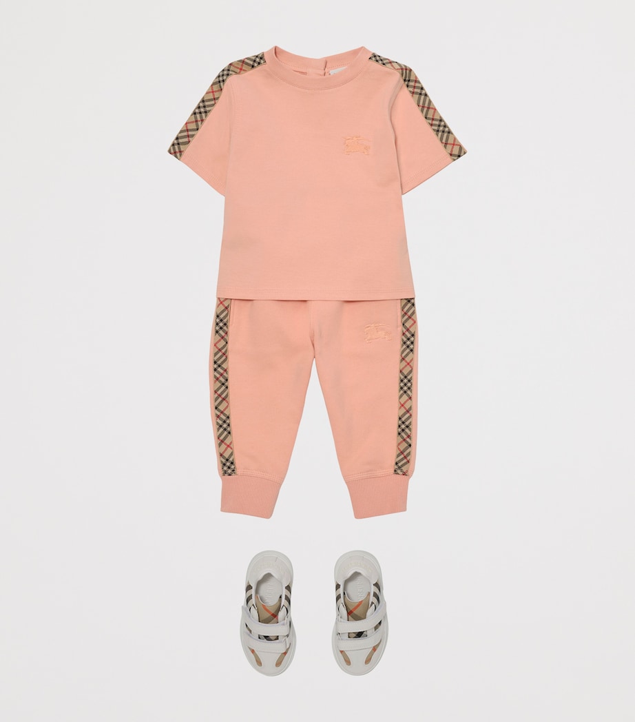 Burberry Kids Cotton Check-Trim T-Shirt (6-24 Months) Slipper Pink Image 3
