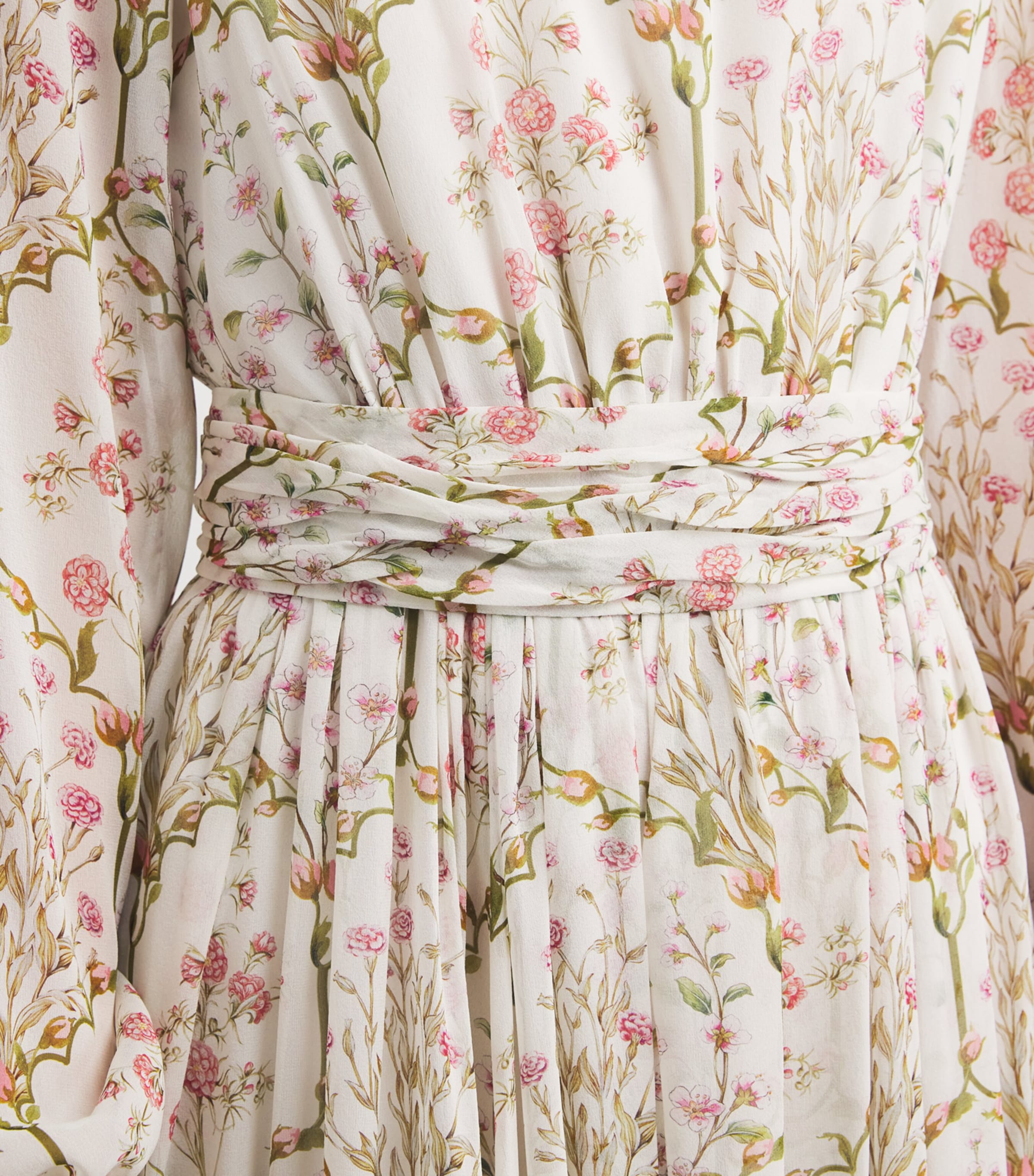 Silk-Georgette Belted Gown P068 IVORY Image 6