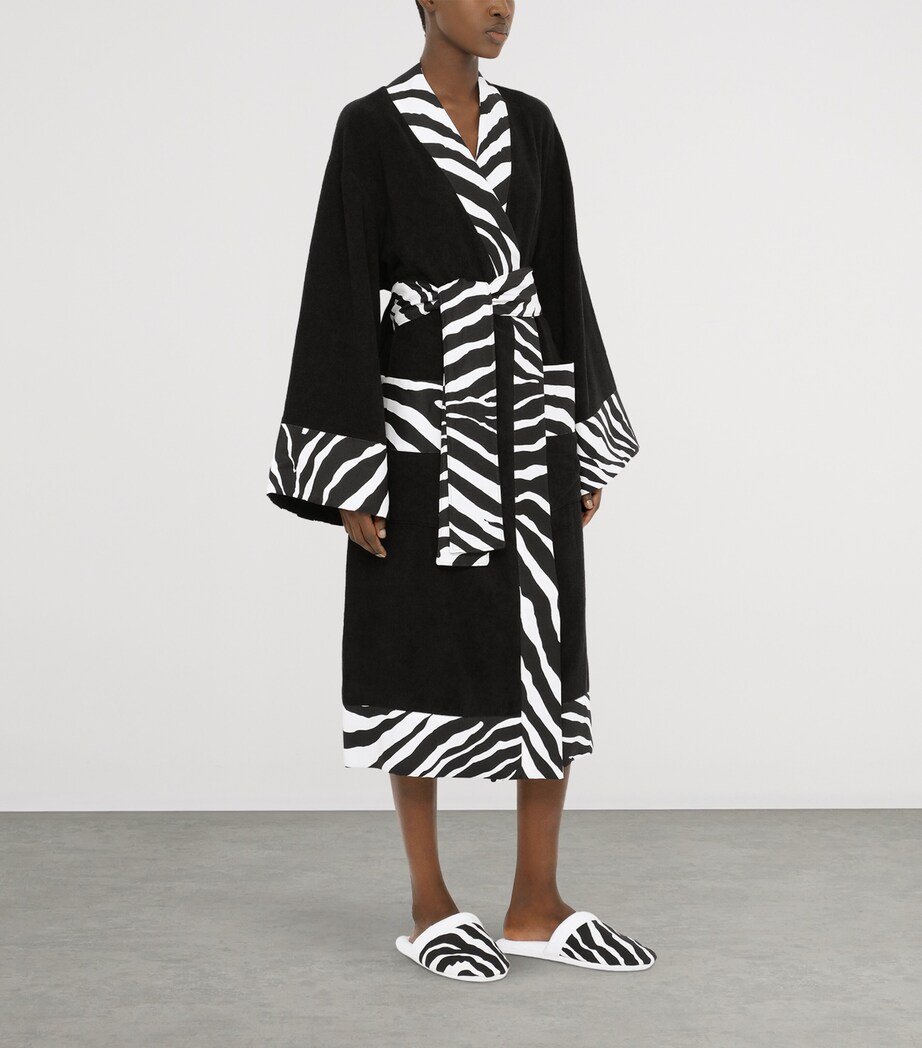Dolce&Gabbana Casa Terry Cotton Zebra Print Robe Nero Zebra Image 6