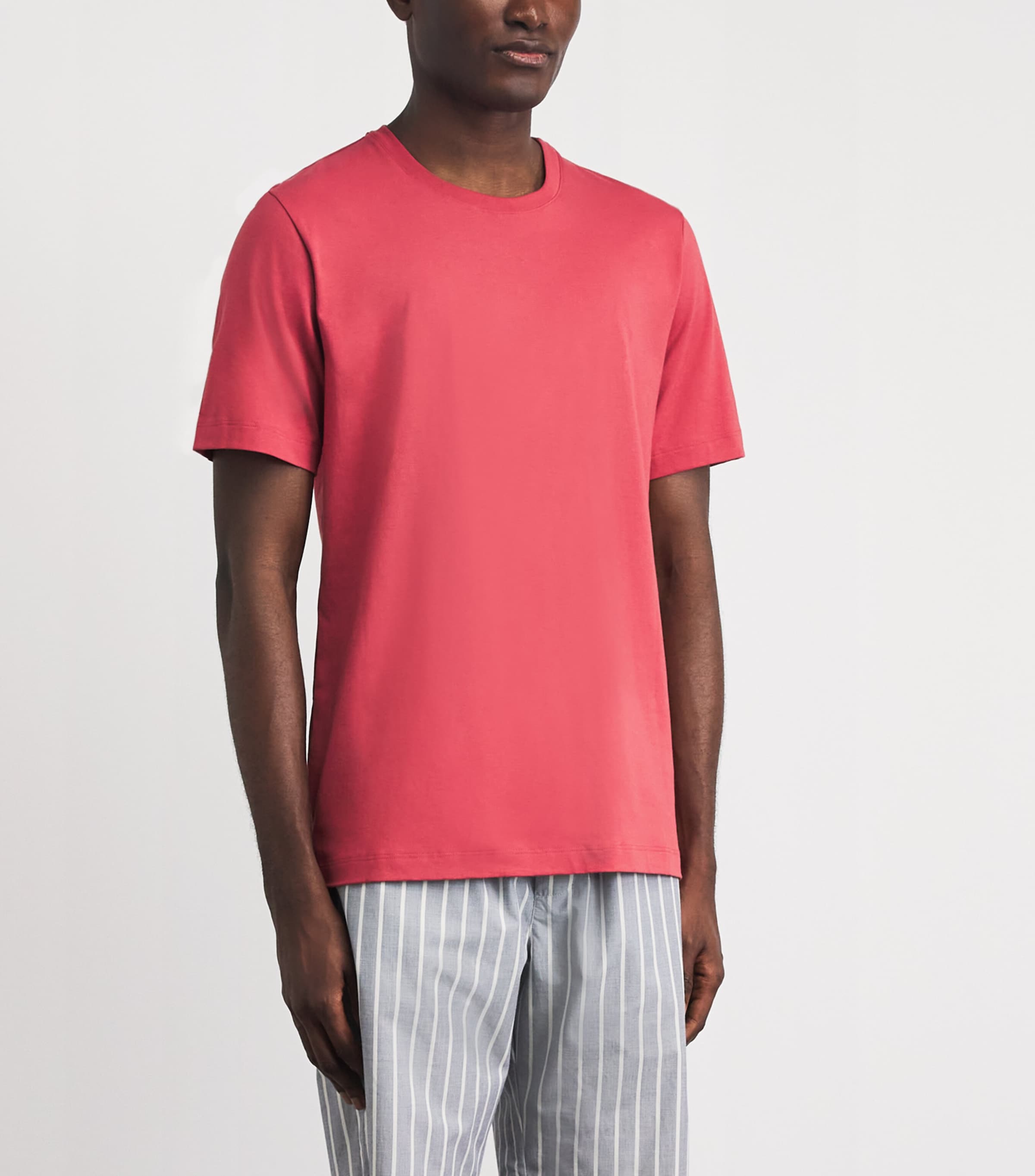 Hanro Mens Cotton Living Crew-Neck T-Shirt Garnet Rose Image 4