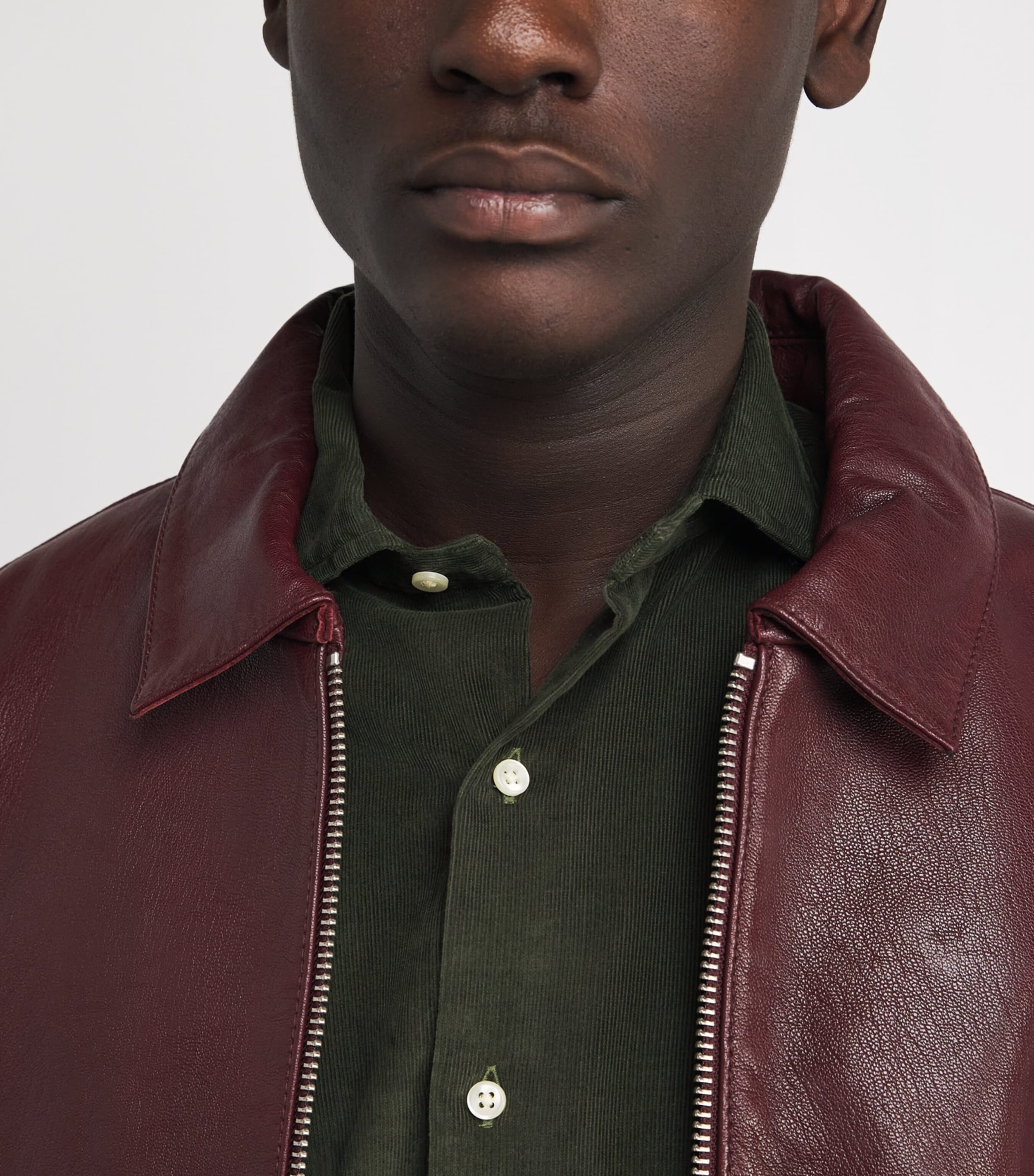 Cotton Corduroy Custom Fit Shirt GREEN Image 6