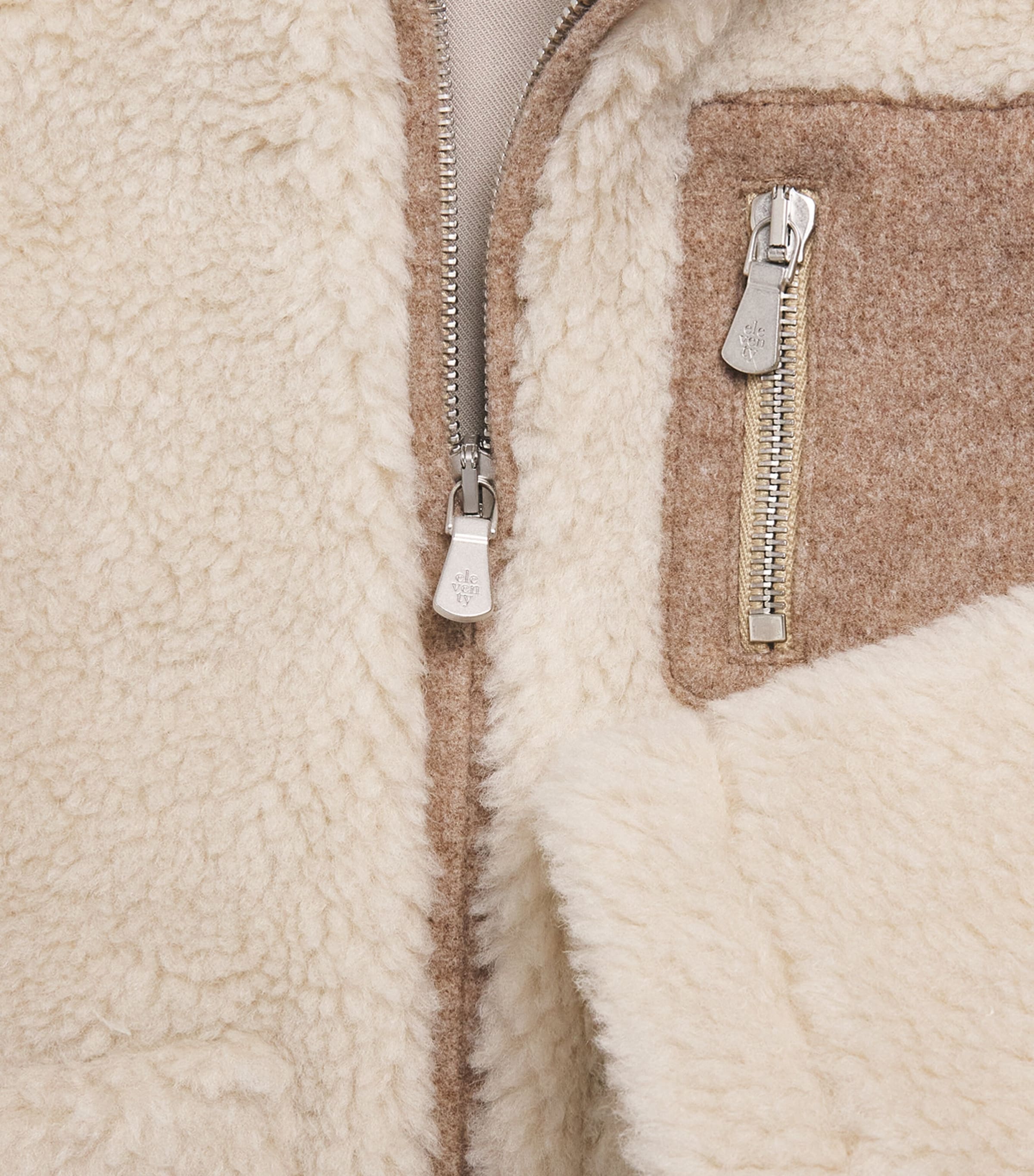 Eleventy Kids High-Neck Teddy Jacket (2-16 Years) Beige Image 4