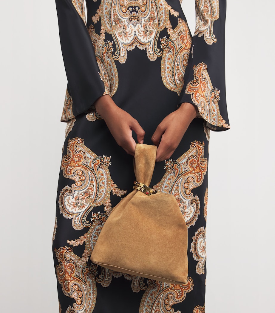 Suede Embellished Swing Clutch Bag ACORN Image 5