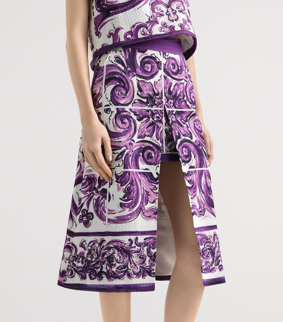 Cotton-Blend Majolica Print Midi Skirt HP5DQ-MIX MAIOLICA L Image 5