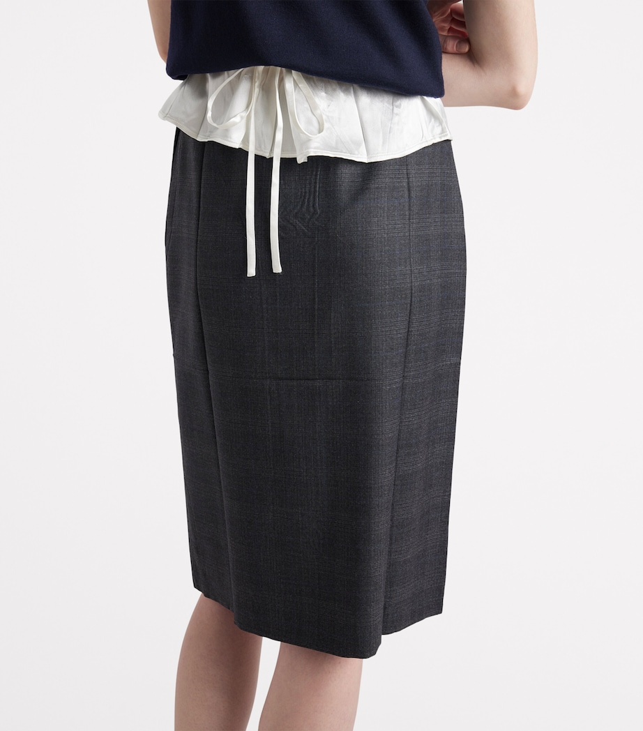 Wool Check Midi Skirt F0308 Image 4