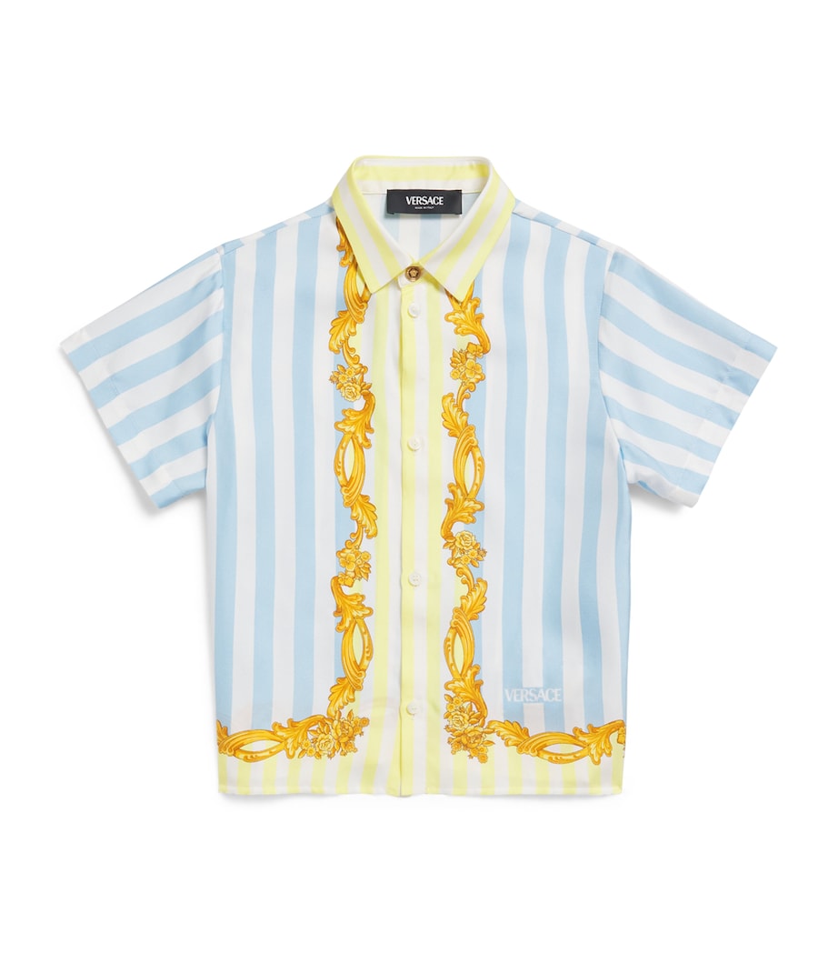 Silk Barocco Pinstripe Shirt (1-5 Years) 5UF40-95BLUE+YELLOW Image 1