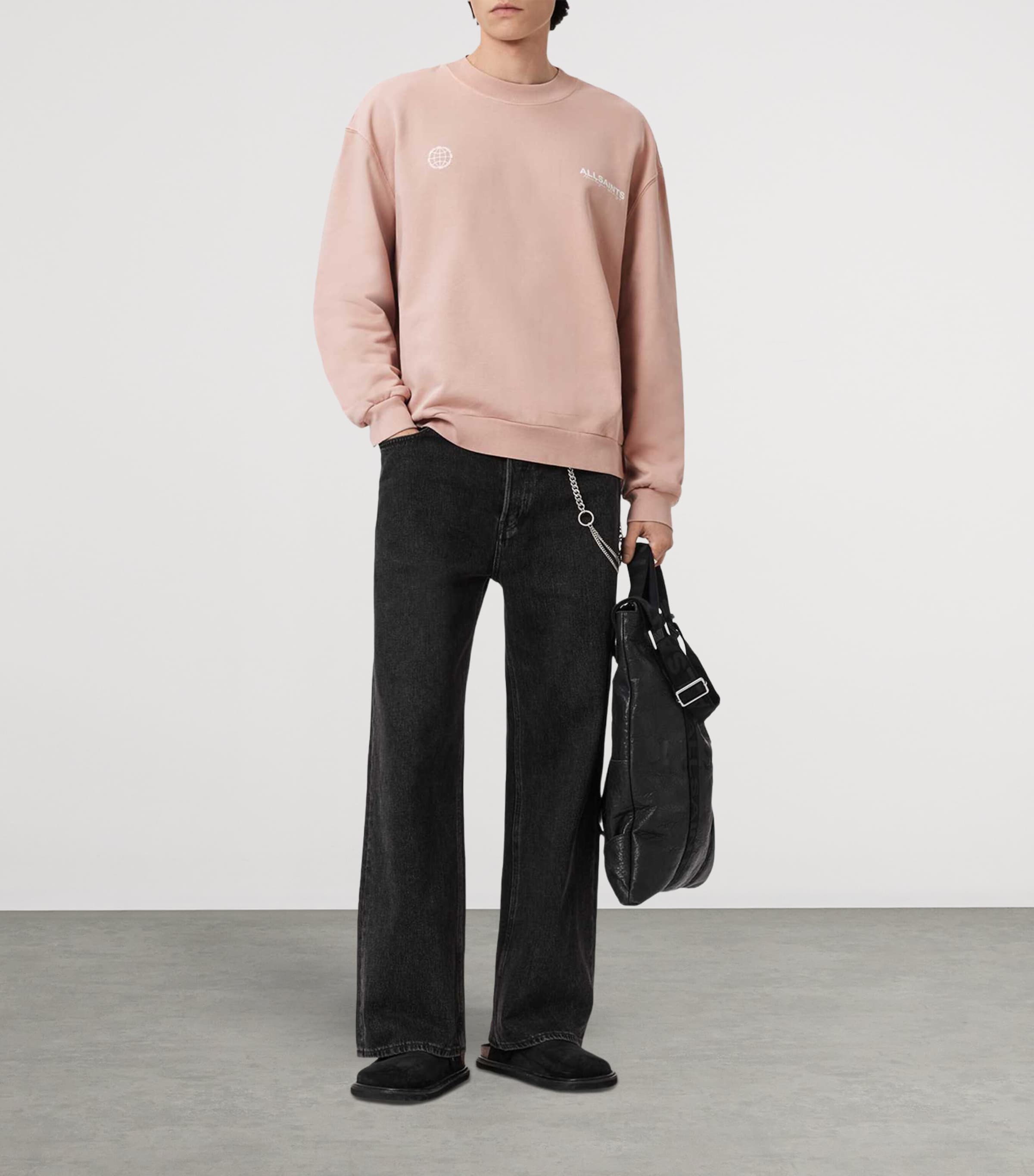 AllSaints Mens Organic Cotton Emblem Sweatshirt Sunbaked Pink Image 7